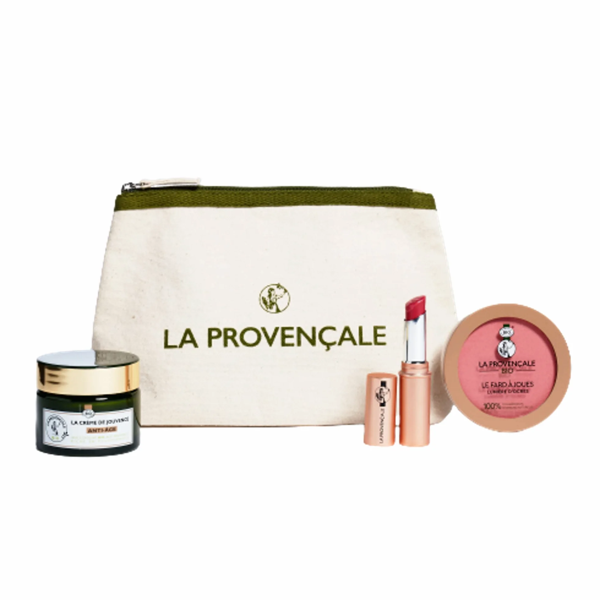 La Provençale Bio Trousse Rituel Bonne Mine 3 Produits Certifiés Bio | Crème anti-âge polyphénols, Fard joues 100% origine naturelle, Rouge lèvres brillance miroir, Huile olive AOP Provence