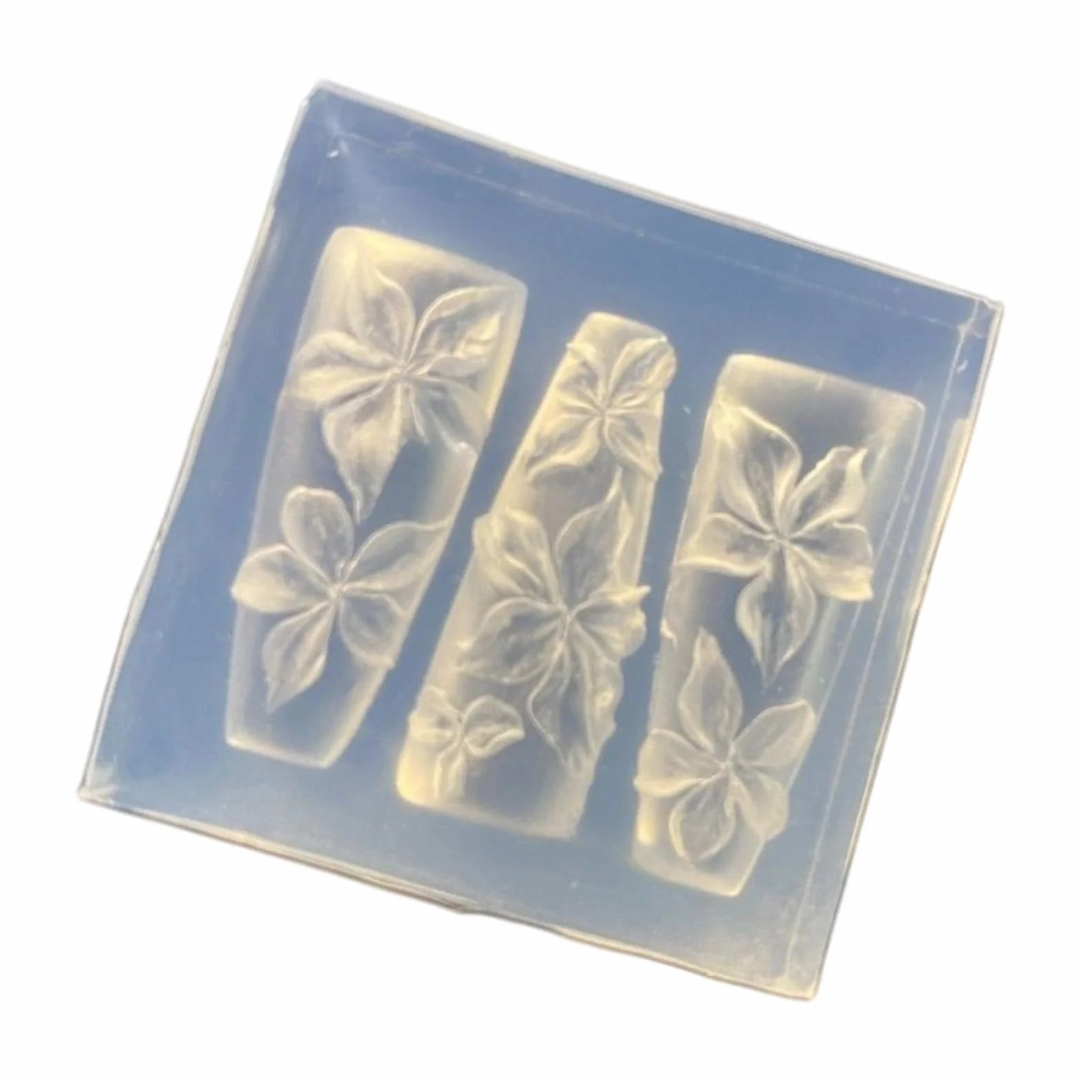 Moule réutilisable en silicone pour nail art motif floral fait à la main modèle de manucure
