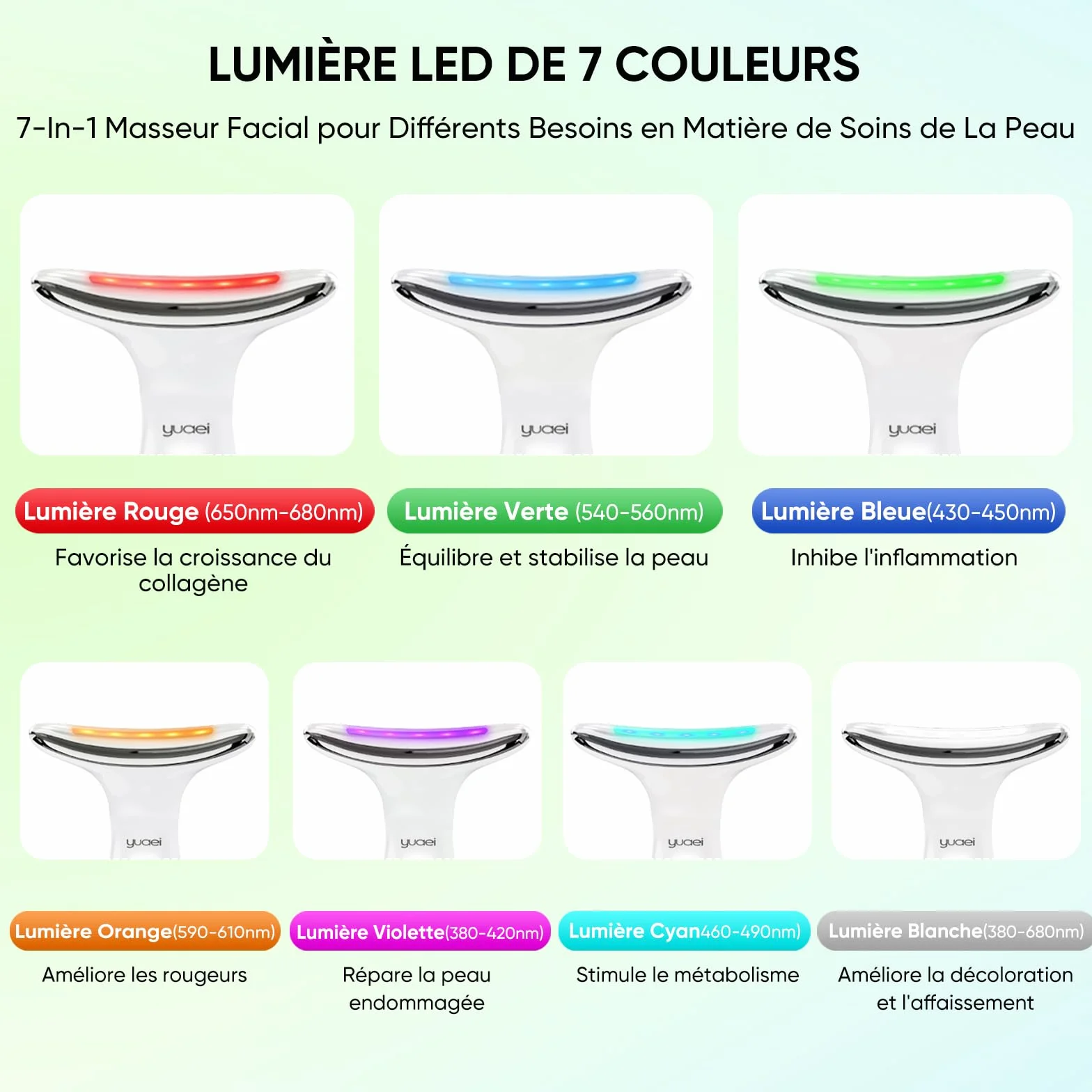Massage Visage Appareil Anti Rides: Masseur Lifting Double Menton Facial 6 Mode Beauté Electrique Machine Luminothérapie Led 7 Couleurs - EMS 45℃ Anti-Age Massage Pour Raffermissement du Visage et Cou