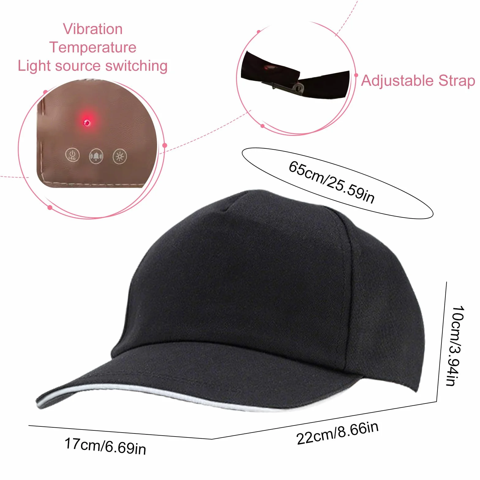 Bonnet de croissance capillaire, bonnet thérapeutique à perles LED (470 nm, 660 nm, 850 nm), rayonnement rouge et bleu, augmente l'activité des follicules pileux, soin capillaire anti-chute,