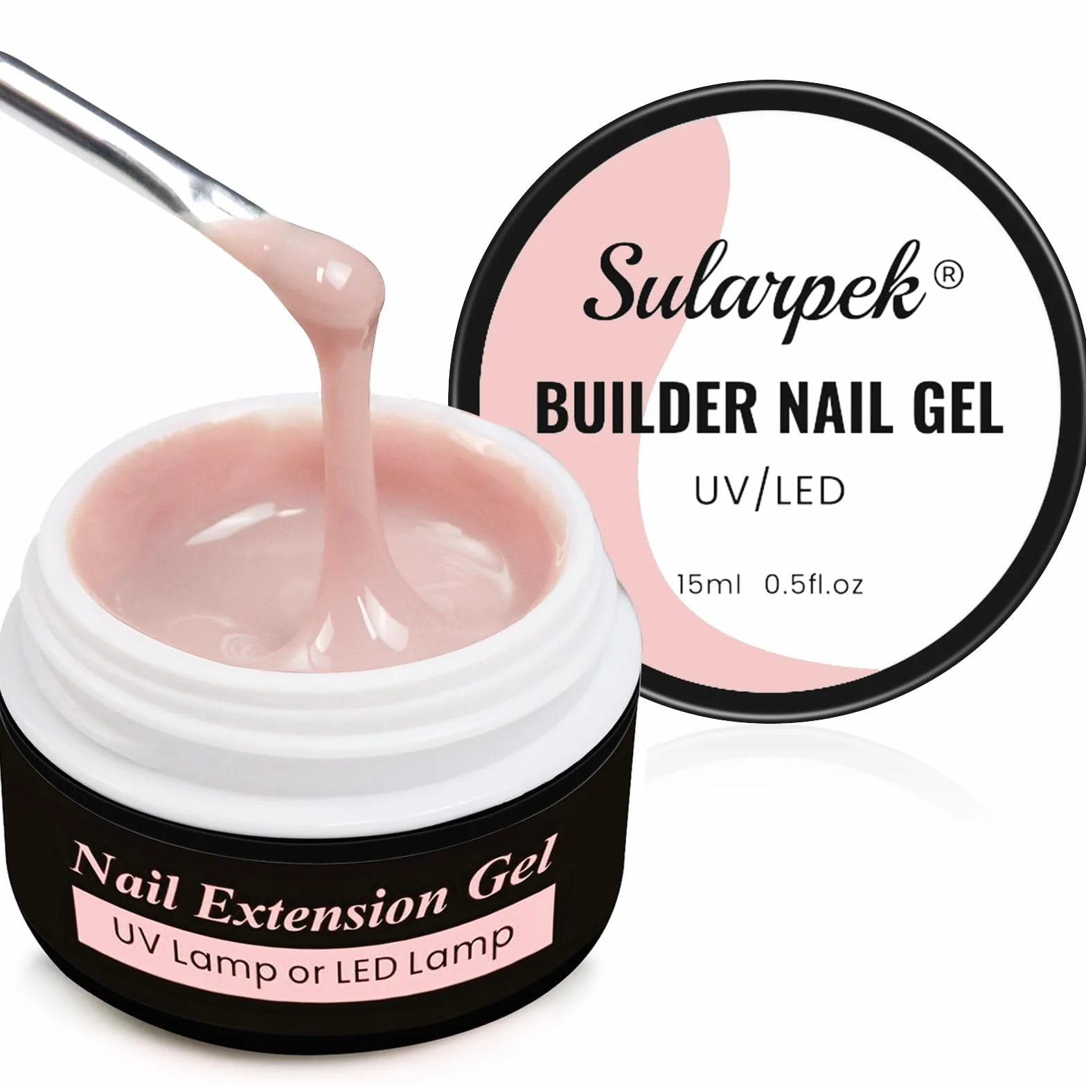 Gel Construction Ongle UV 15 ML Builder Gel Base Gel UV Ongles Renforcement Extension Nail Art Manucure DIY Milky Rose