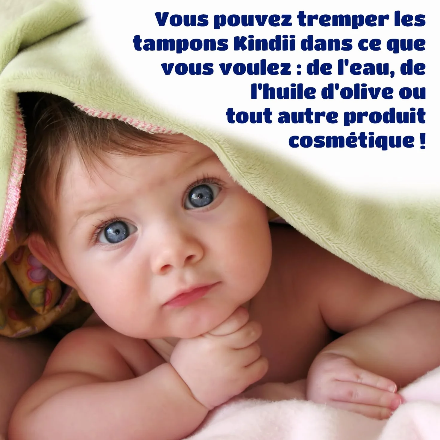 Kindii Tampons Carrés pour Bébé 100% Coton 60 Pièces