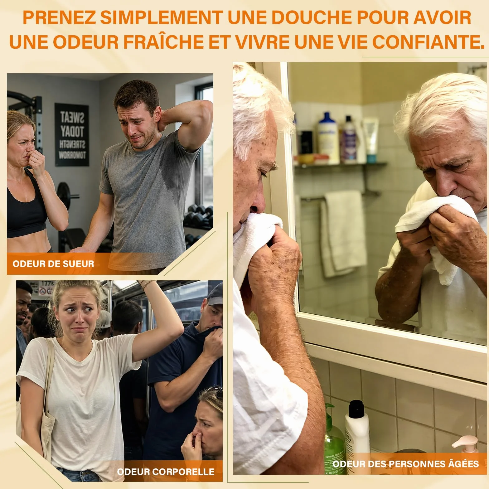 Savon au Kaki Déodorant Naturel Contre les Odeurs Corporelles, lot de 3