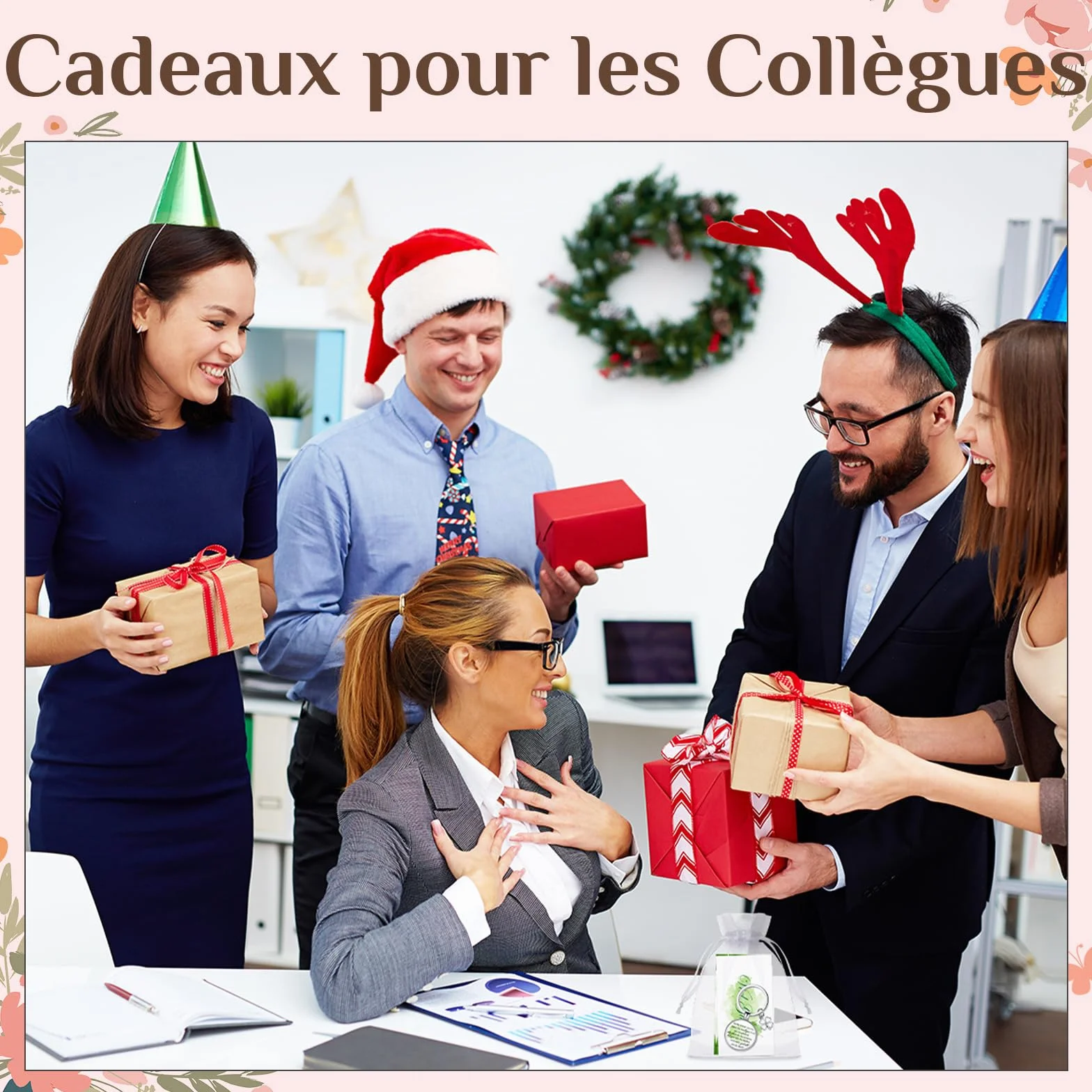 Hestya Coffret Cadeau pour Collègue Femme - Trousse de Maquillage, Carnet, Stylo, Porte-Clés | Cadeau Original Départ, Retraite, Noël