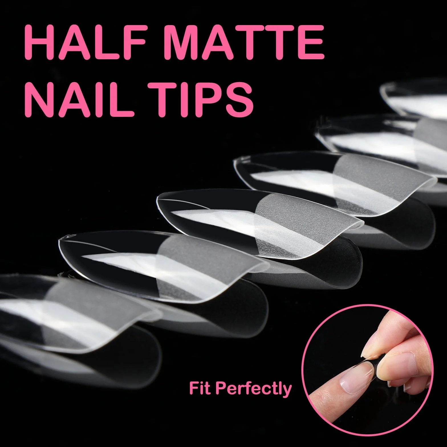 Capsule Americaine Ongle Amande 550 Pièces 11 Tailles Faux Ongles Gel Couverture Complète Semi Givré Manucure