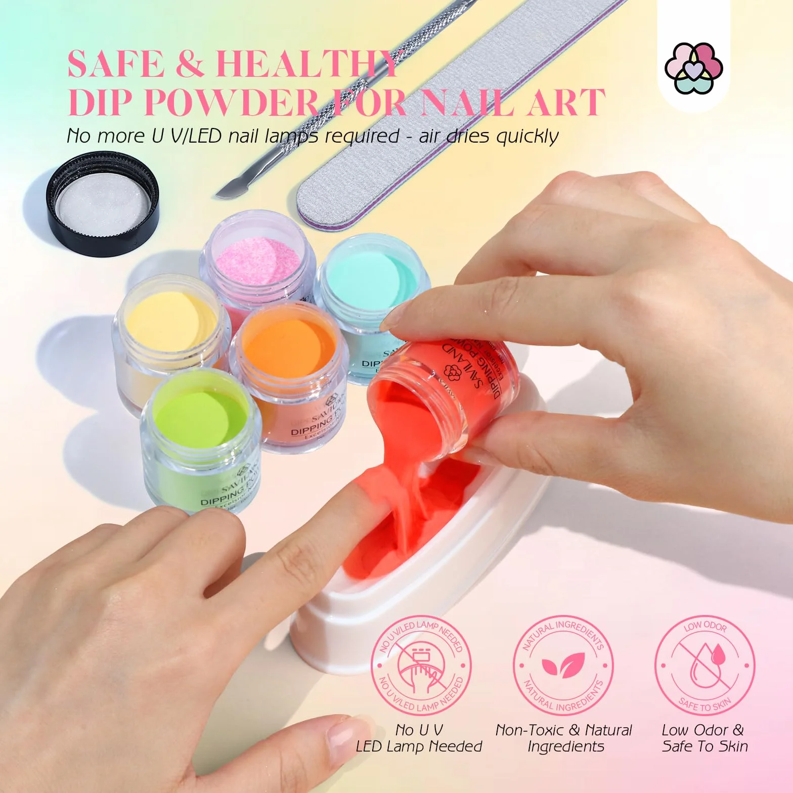 Saviland 29PCS Dipping Powder Kit Complete, 20 Couleur Trempage Manucure avec Activateur, Base & Top Coat