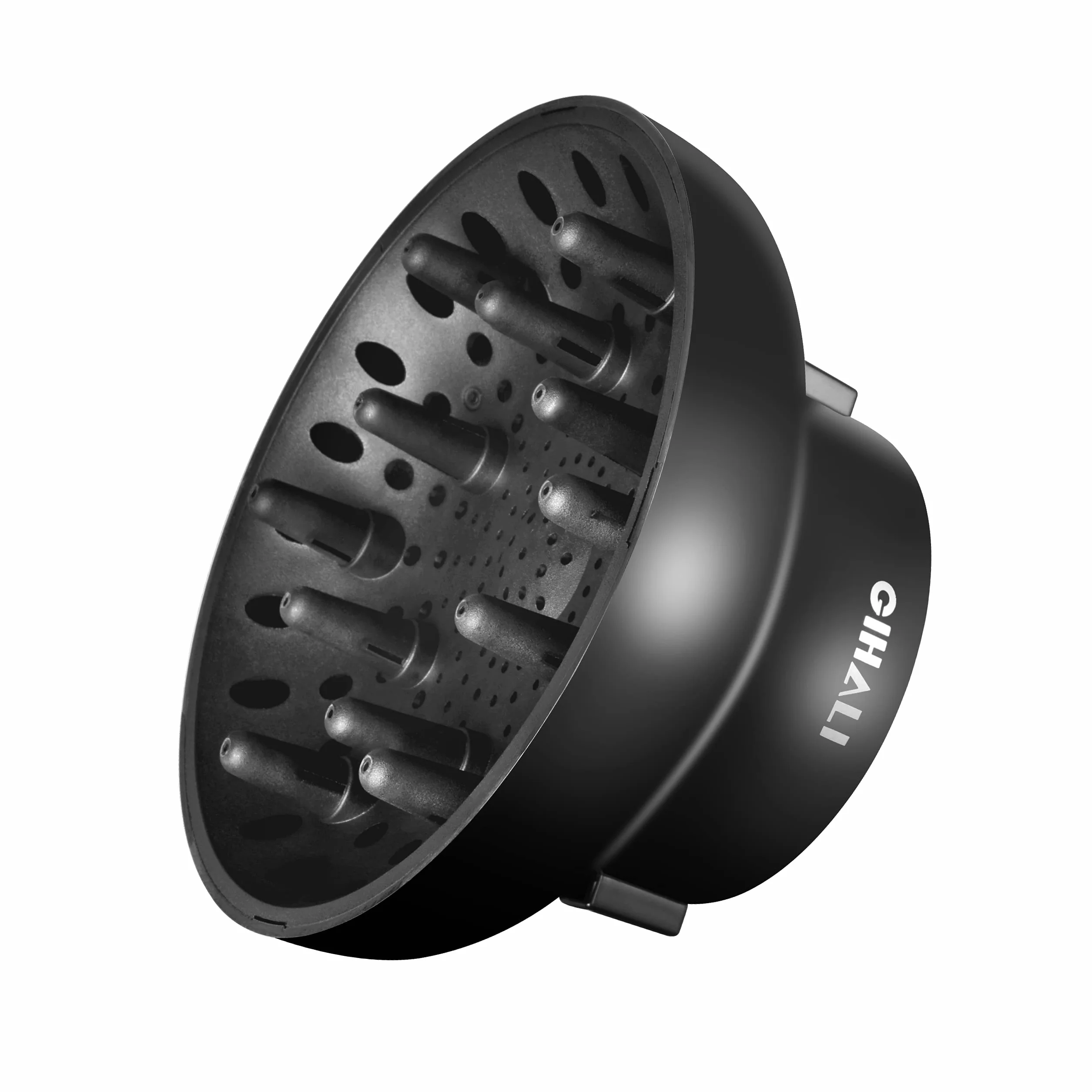 Diffuseur Universel Très Solide pour Cheveux Bouclés et Ondulés | Accessoire pour Sèche-Cheveux 4.4-6.6 cm, Portefeuille Robuste, Anti-Frisottis (Noir)