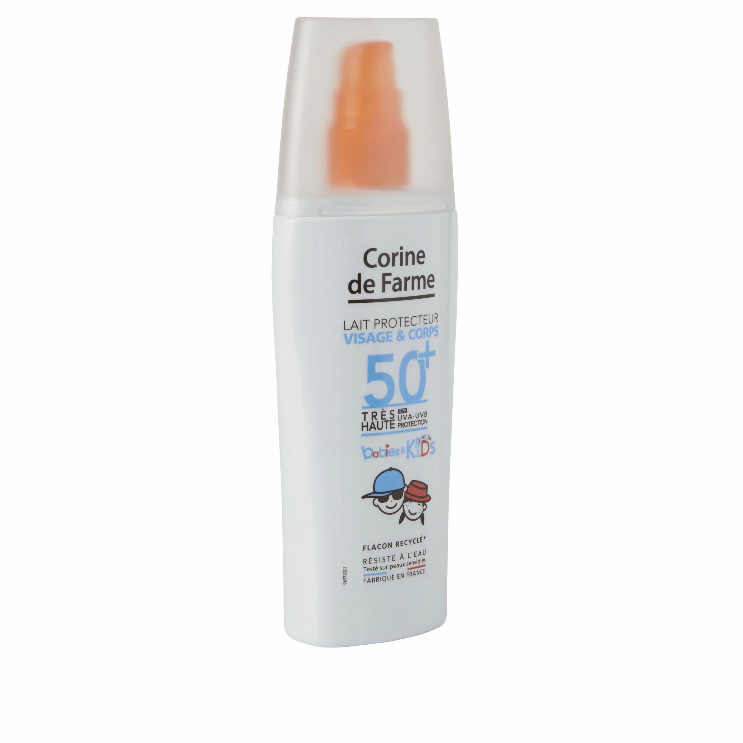 CORINE DE FARME Leche Protectora Rostro Cuerpo FPS 50 150 ml pour bébés et enfants