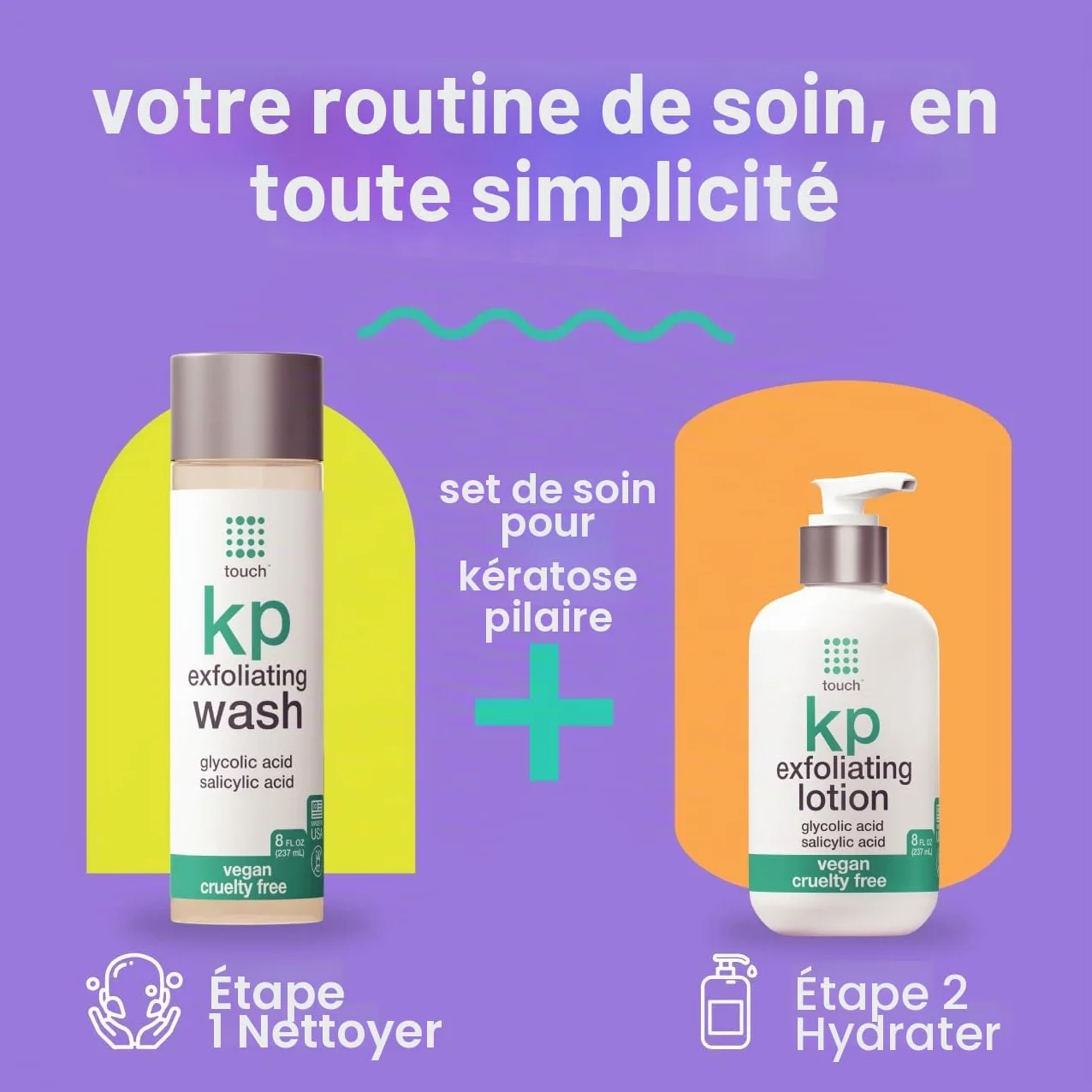 TOUCH Nettoyant Corporel Exfoliant pour Kératose Pilaris – Gel Douche KP avec 15% d’Acide Glycolique, Aloe Vera et Acide Hyaluronique – 226 Grammes