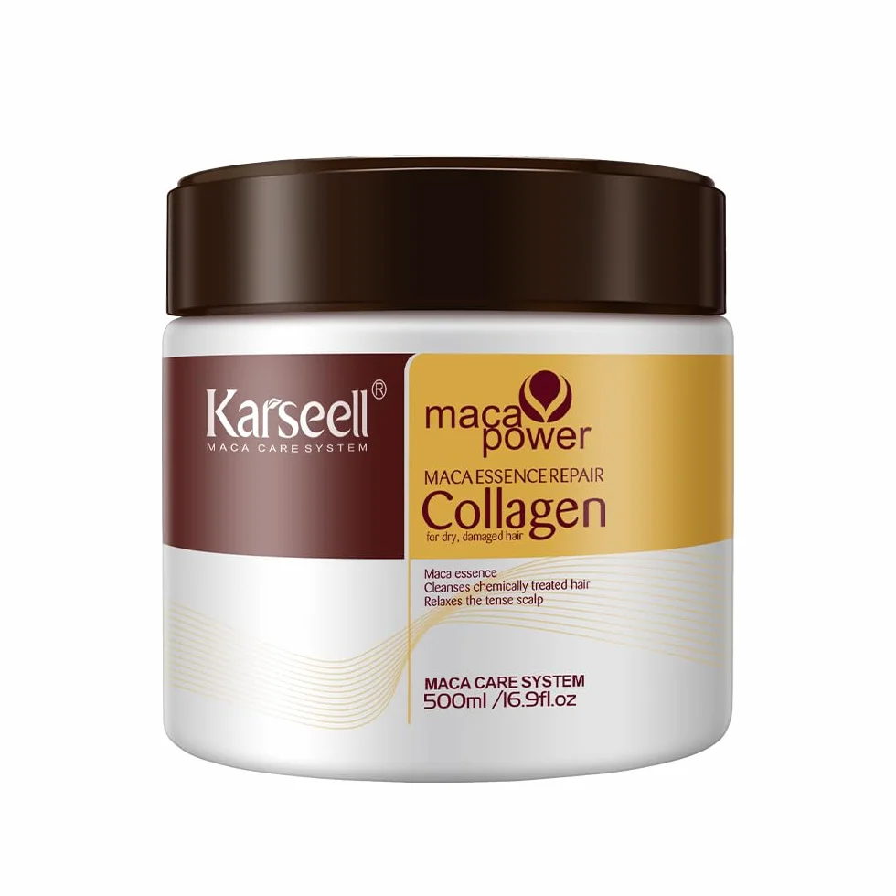 Karseell Collagen Masque Cheveux 500ml Maca Essence Huile d'Argan Réparation Profondeur Cheveux Secs Abimés