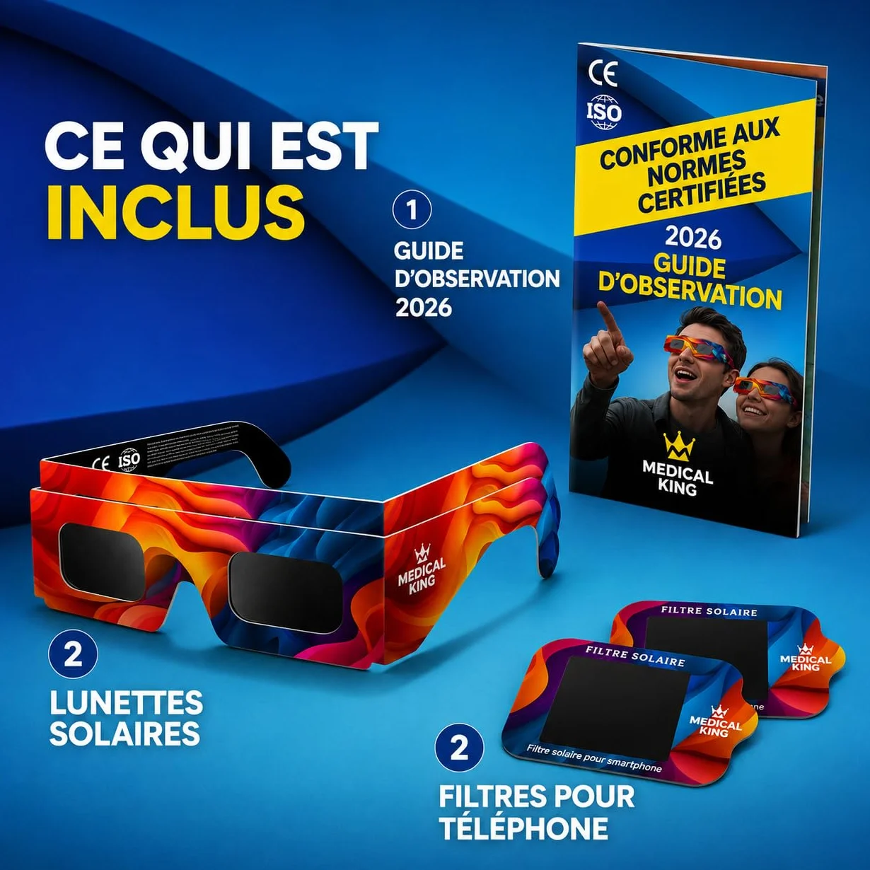 Lunettes Eclipse Solaire ISO 12312-2 Lot de 2/12/20 Paires avec Filtres Solaires Smartphone Protection des Yeux