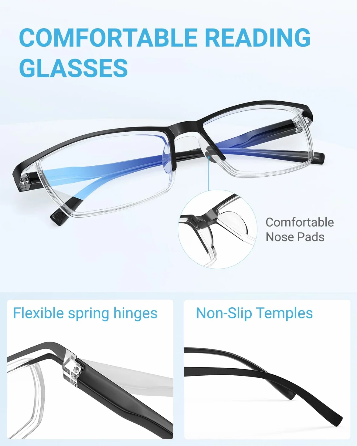 LUFF Lunettes de Lecture Anti-Rayons Bleus Ultra-Légères Portables 4 Paires