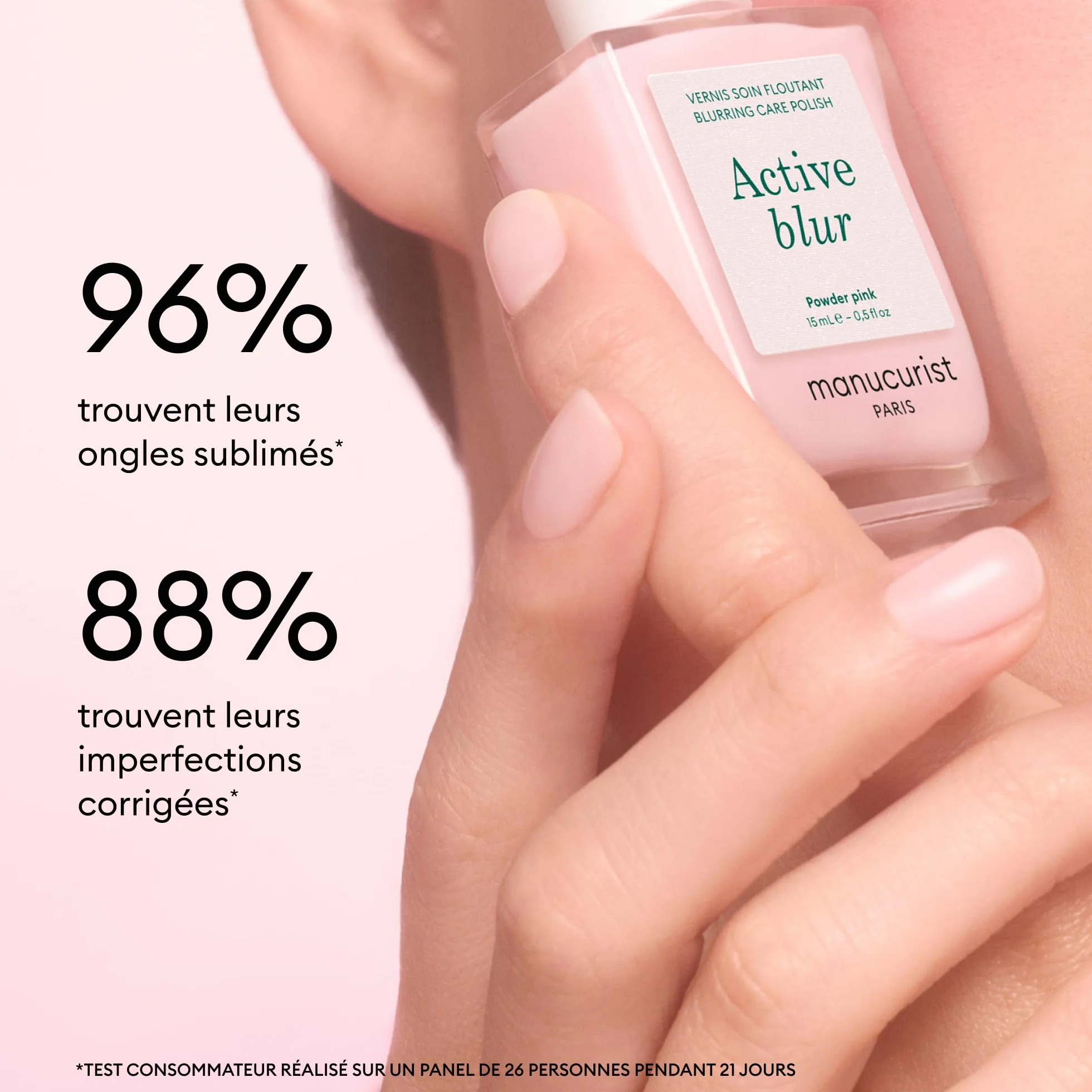 Manucurist Vernis à Ongles Soin Floutant Active Blur Rose Poudré Mat Bio-Sourcé Durcisseur Ongle Perfecteur Effet Mat Velouté Fortifiant Lissant
