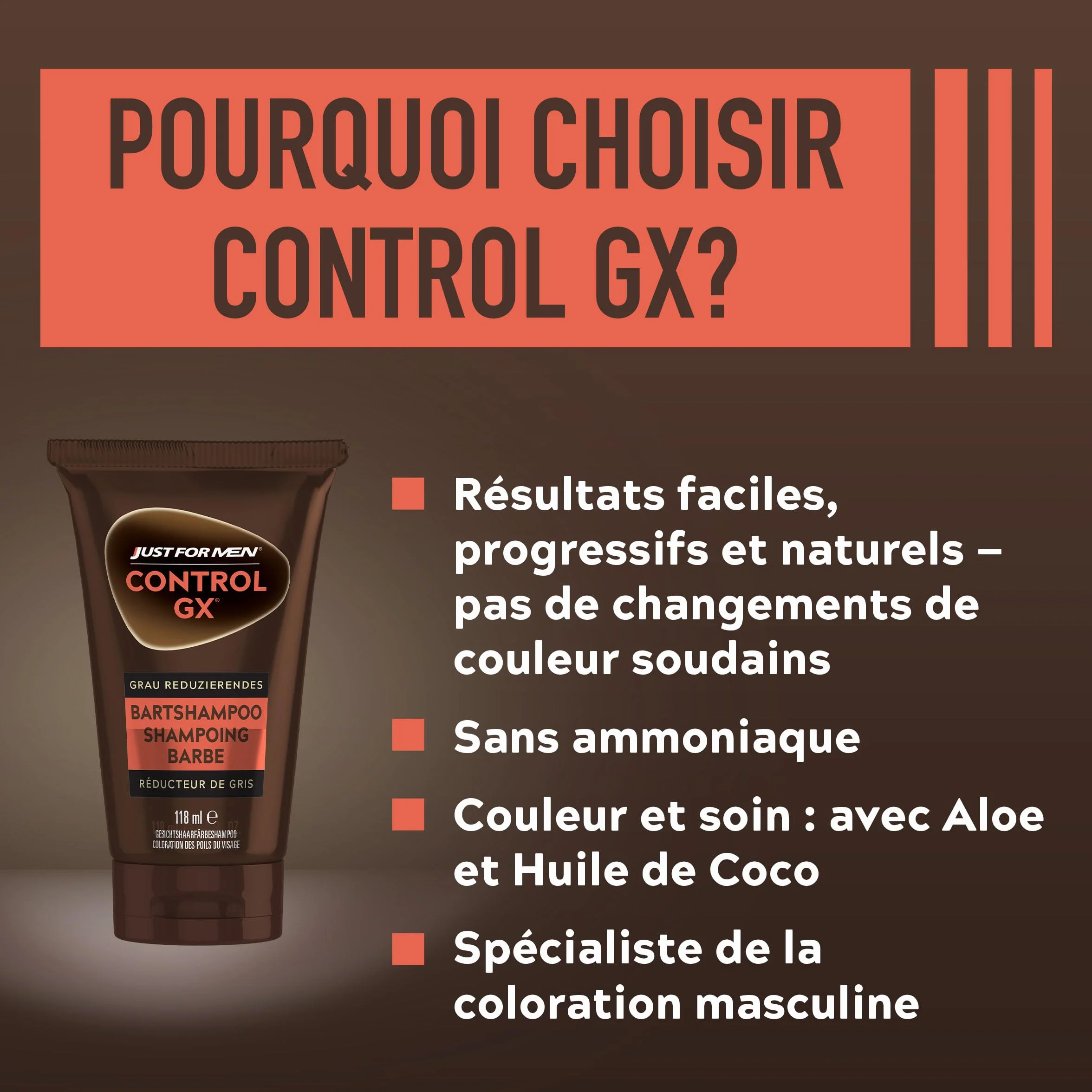 Just For Men Control GX Shampooing colorant barbe 118 ml