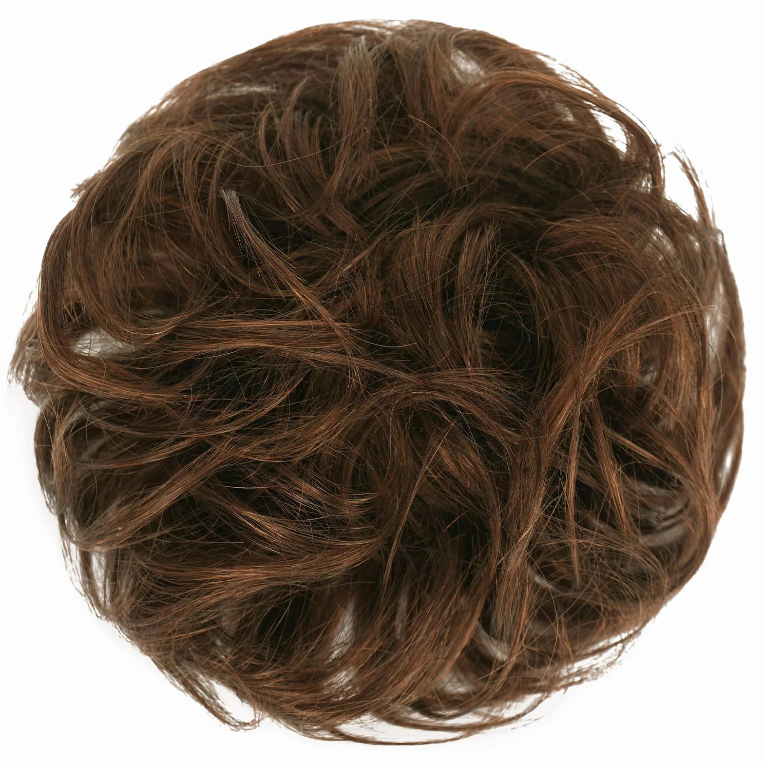 FESHFEN Postiche Chignon Naturel - 100% Humains Cheveux Ondulés Chouchou Postiches Extension Elastique pour Femme, Blond mélangé Chatain Clair