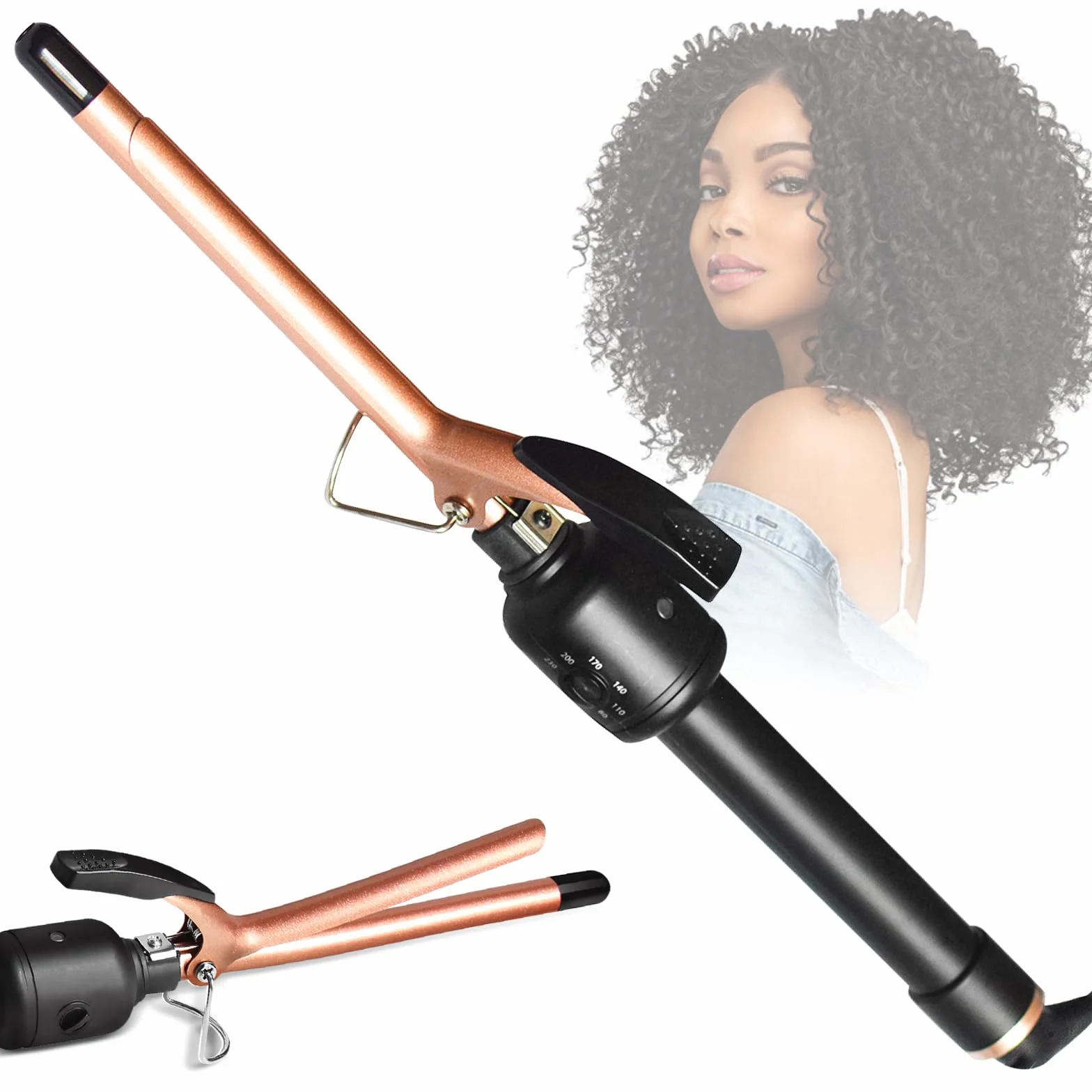 Fer à Friser Fin, Fer à Boucler Ultra-fin 9mm en Céramique avec La Température Réglable (80 ℃ -230 ℃), Petites Boucleur, Pince à Frisere, Pour Les Cheveux Courts Moyens Longs