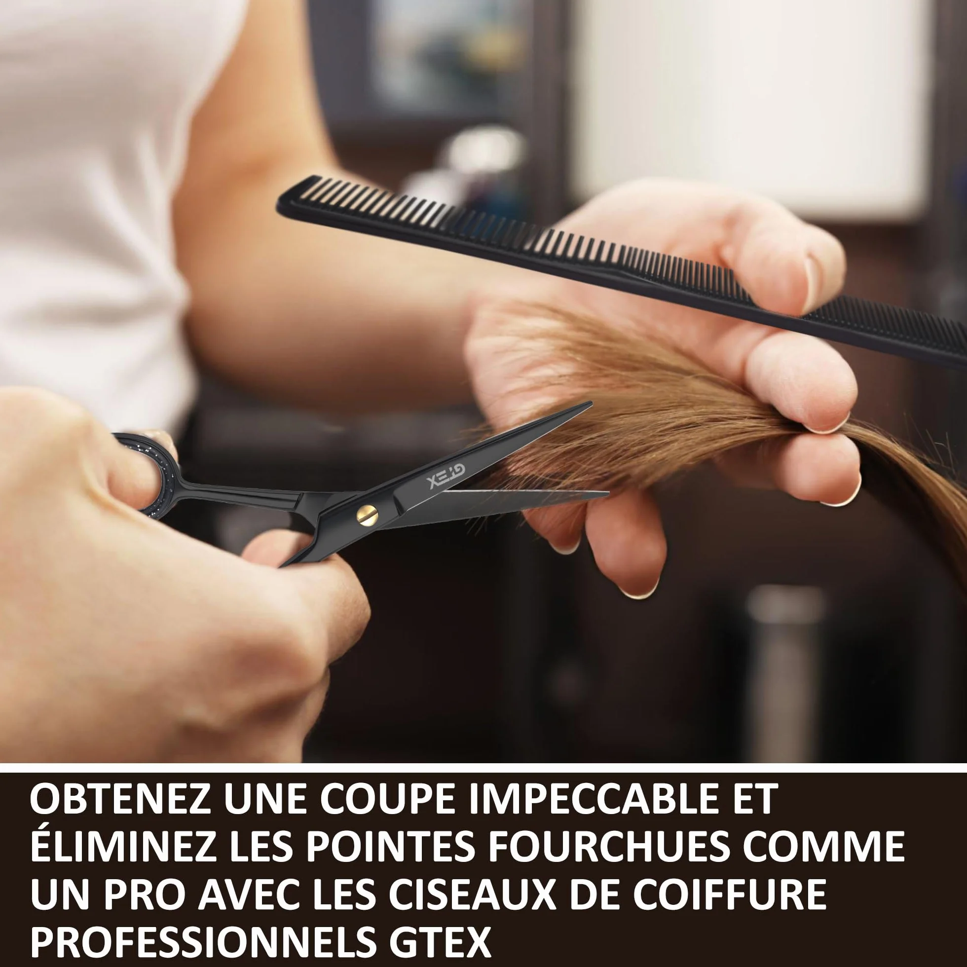 Ciseaux Coiffure Professionnel GTEX 6,5 Pouces Acier Inoxydable Haute Teneur en Carbone