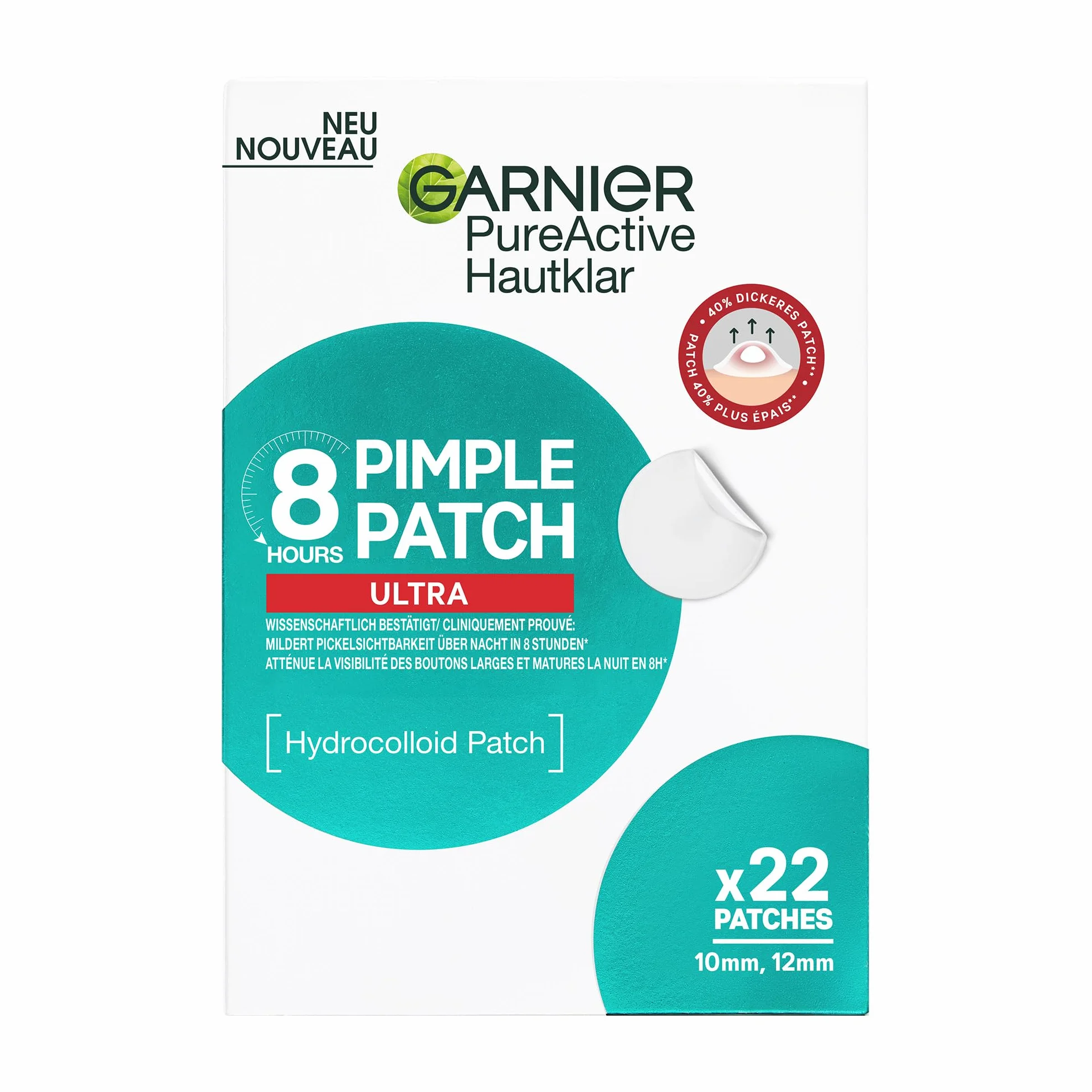 GARNIER PureActive Ultra Pimple Patch Anti-Imperfections 22 Patchs 2 Tailles