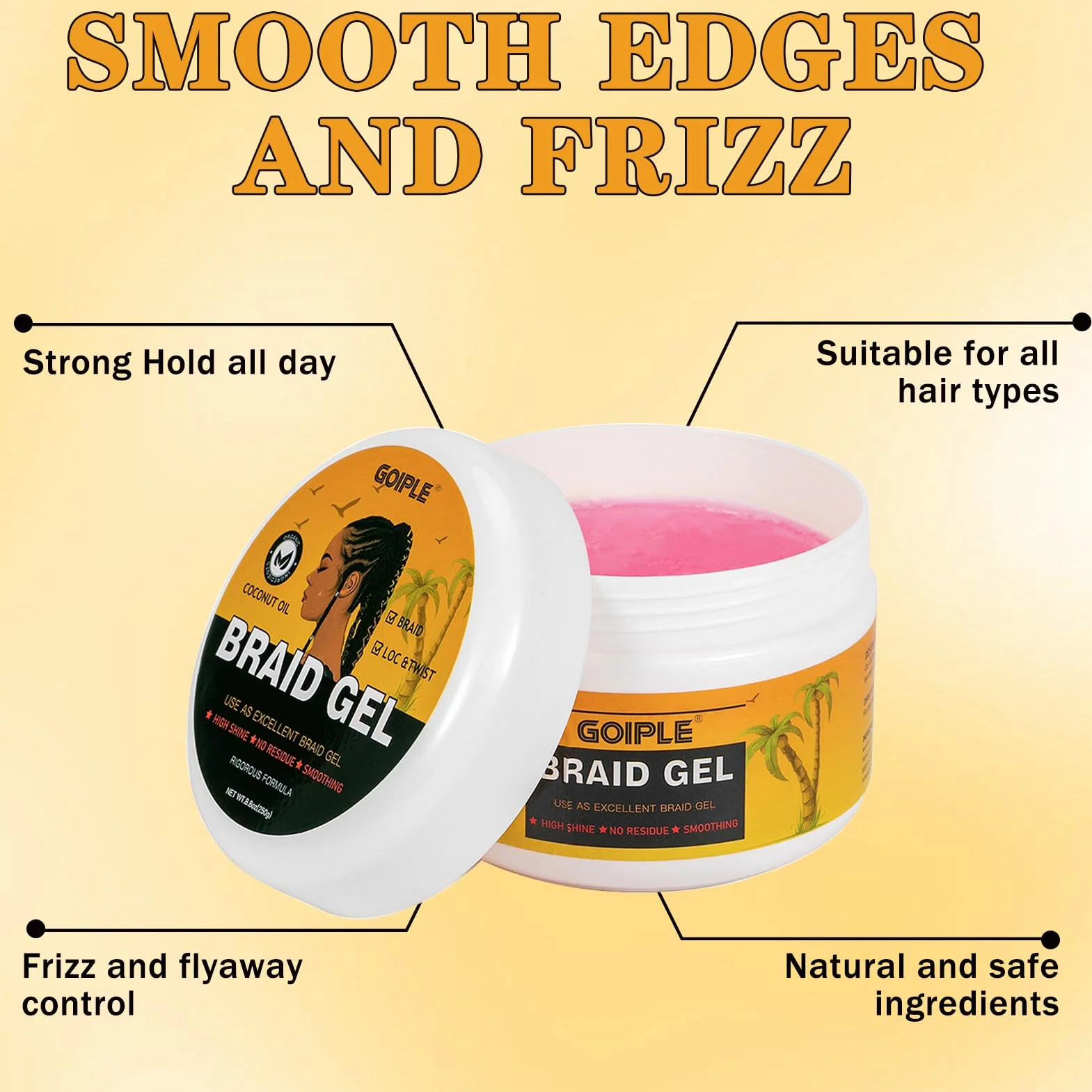 Gel De Tresse à Tenue Forte, Mousse De Tresse, Dompte Les Frisottis, Gel Lissant, Bon Pour La Torsion, Gel De Tressage à Tenue Supplémentaire