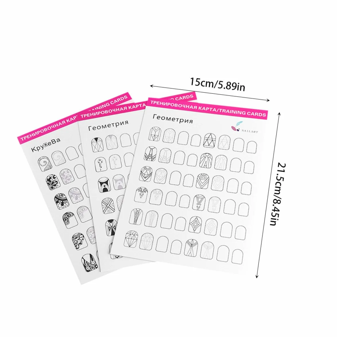 STOBAZA Cartes d'Entraînement Nail Art 24 Feuilles pour Manucure Professionnelle, Support d'Exercices pour Création et Formation, Adapté la Pratique en Salon