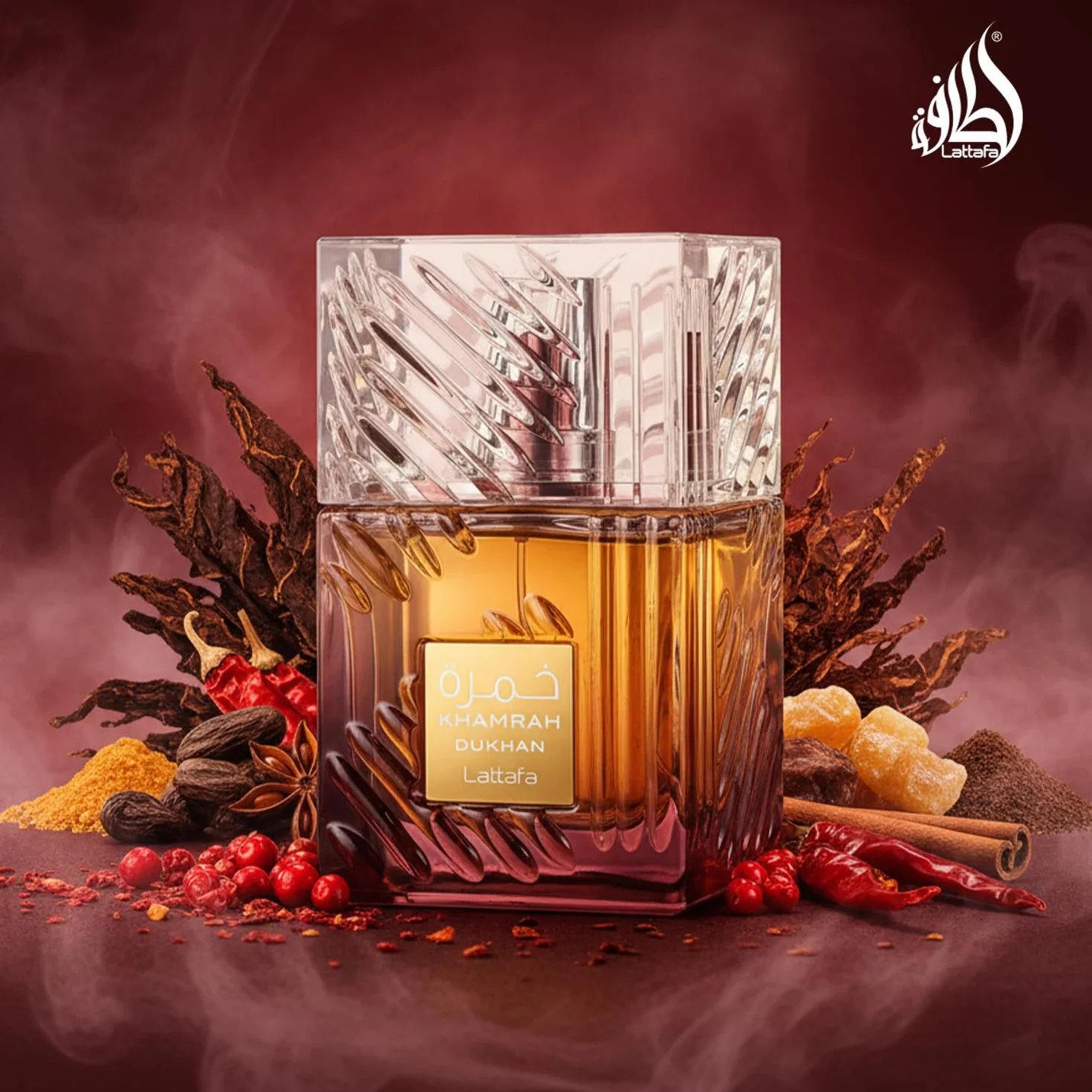 Khamrah Dukhan Eau de Parfum de Lattafa 100 ml - Eau de Parfum unisexe - Piment fumé et épicé