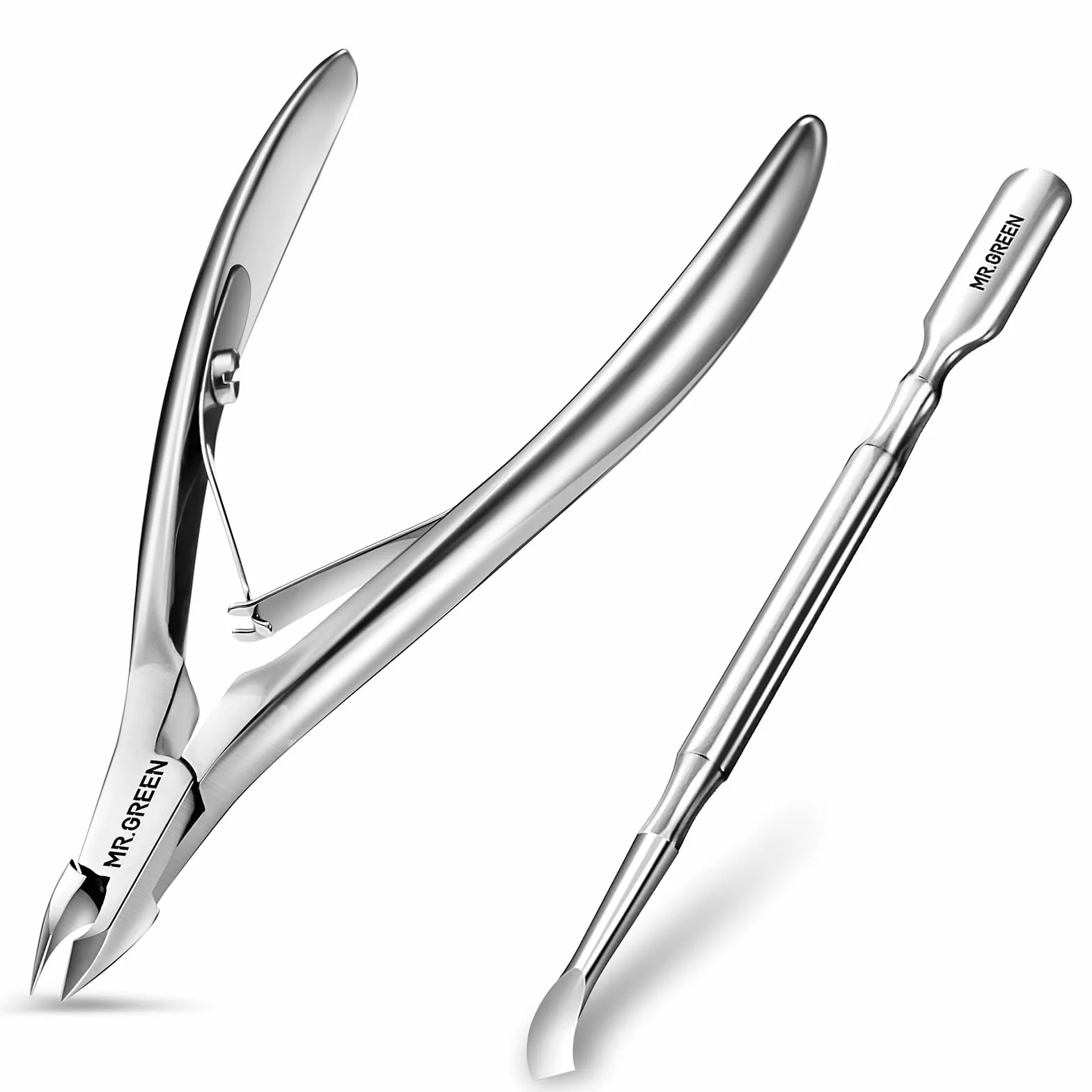 Coupe-cuticules avec repousse-cuticules, pince à cuticules professionnelle en acier inoxydable, outils de pédicure et de manucure pour ongles des mains et des orteils