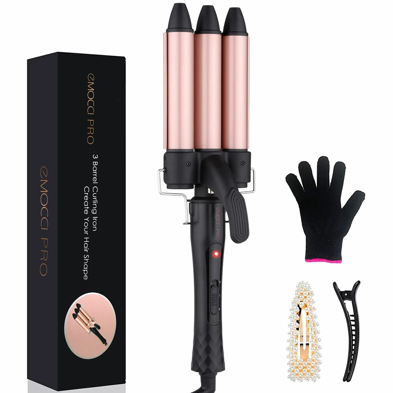 3 Têtes Boucleur a Cheveux 25mm Boucleur 3 Tete Fer a Boucler Convient aux Cheveux longs et Courts