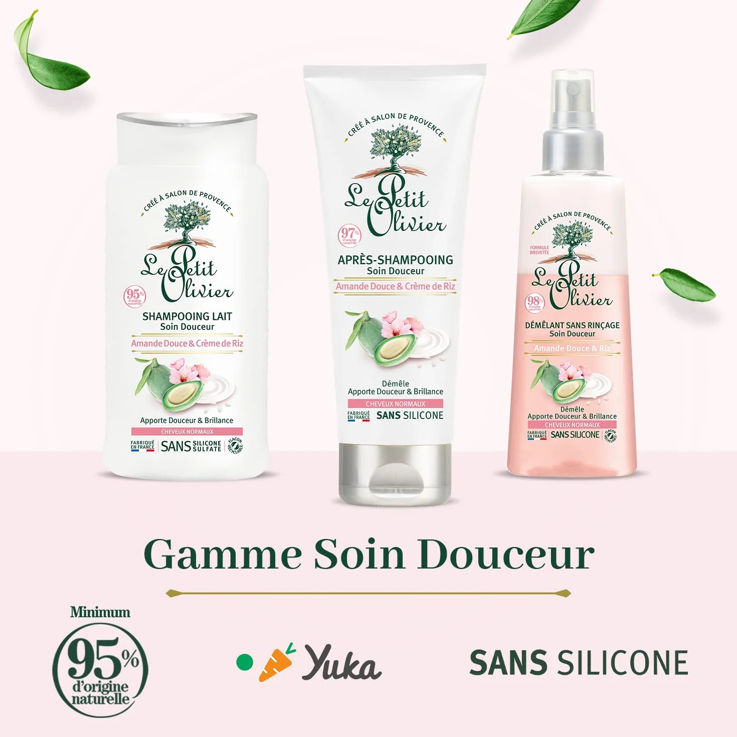 LE PETIT OLIVIER Après-Shampooing Soin Douceur Amande Douce & Crème de Riz 200 ml Sans Silicone