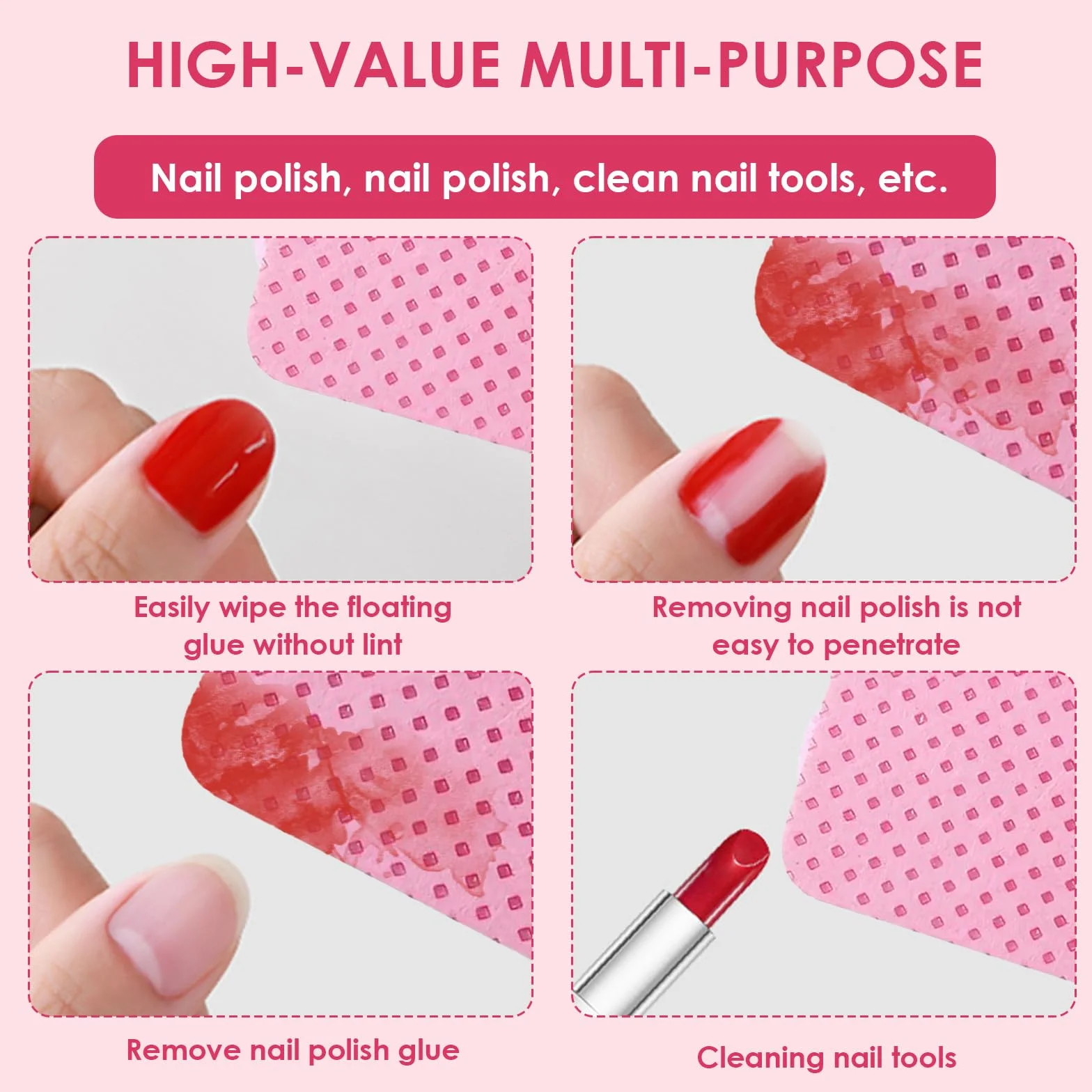Lingettes à Ongles Non Pelucheux 330 Pièces, Coton Cleaner Dégraissant Gel Vernis Remover Wipes pour Manucure et Pédicure