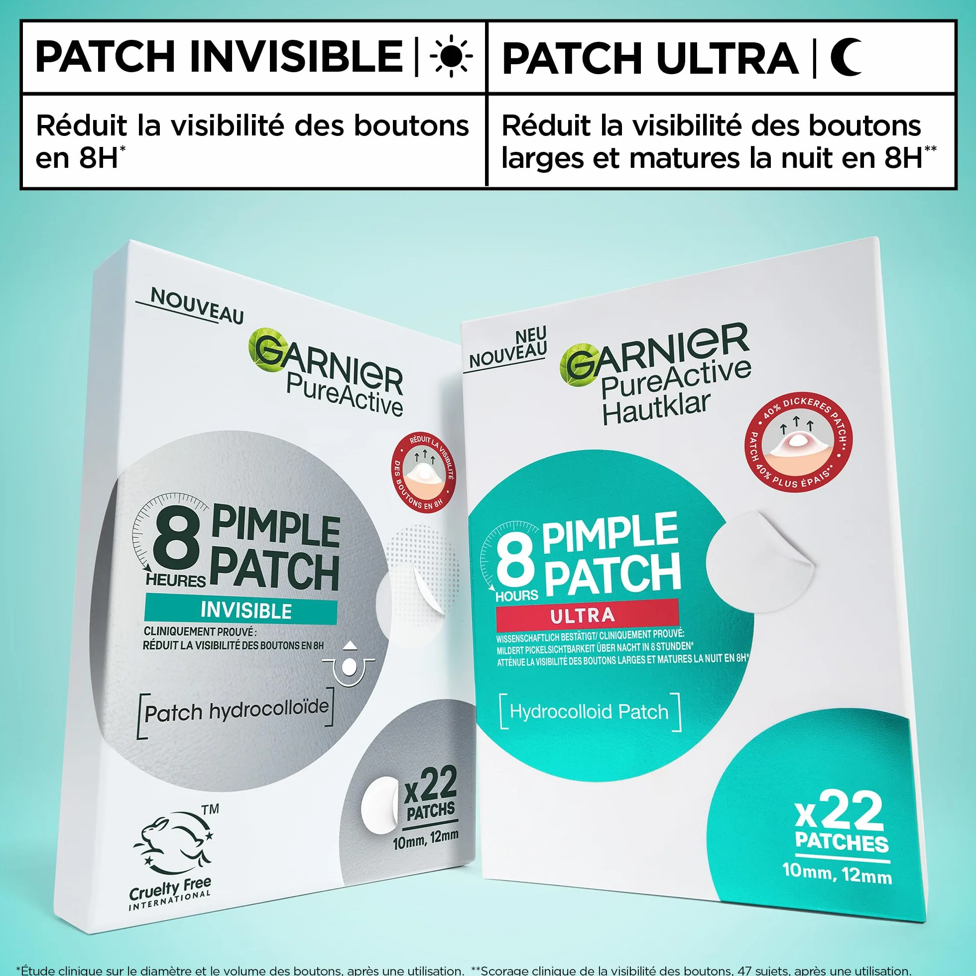 GARNIER PureActive Ultra Pimple Patch Anti-Imperfections 22 Patchs 2 Tailles