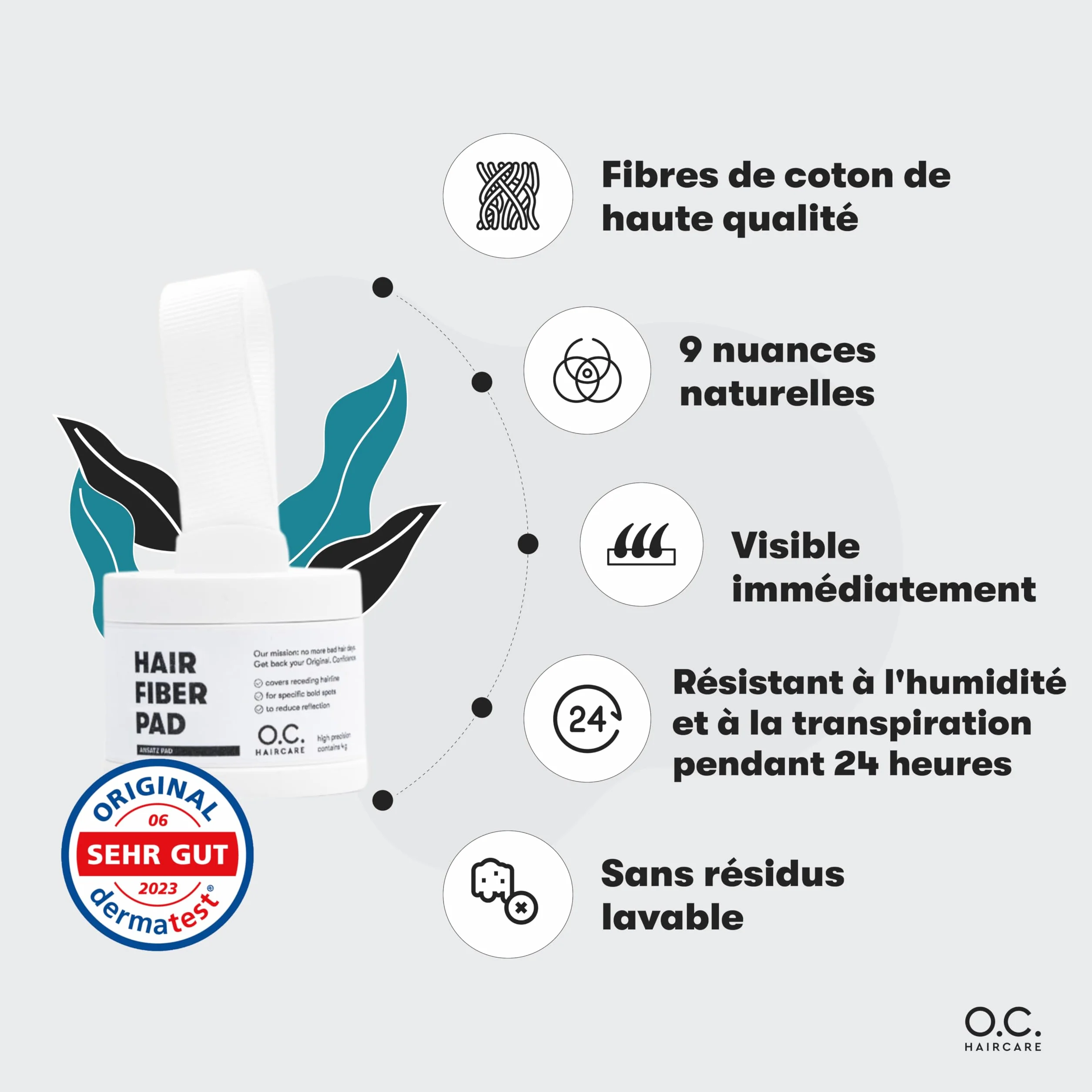 O.C. HAIRCARE Poudre épaississante pour cheveux - 9 couleurs - Recommandé par les grands salons
