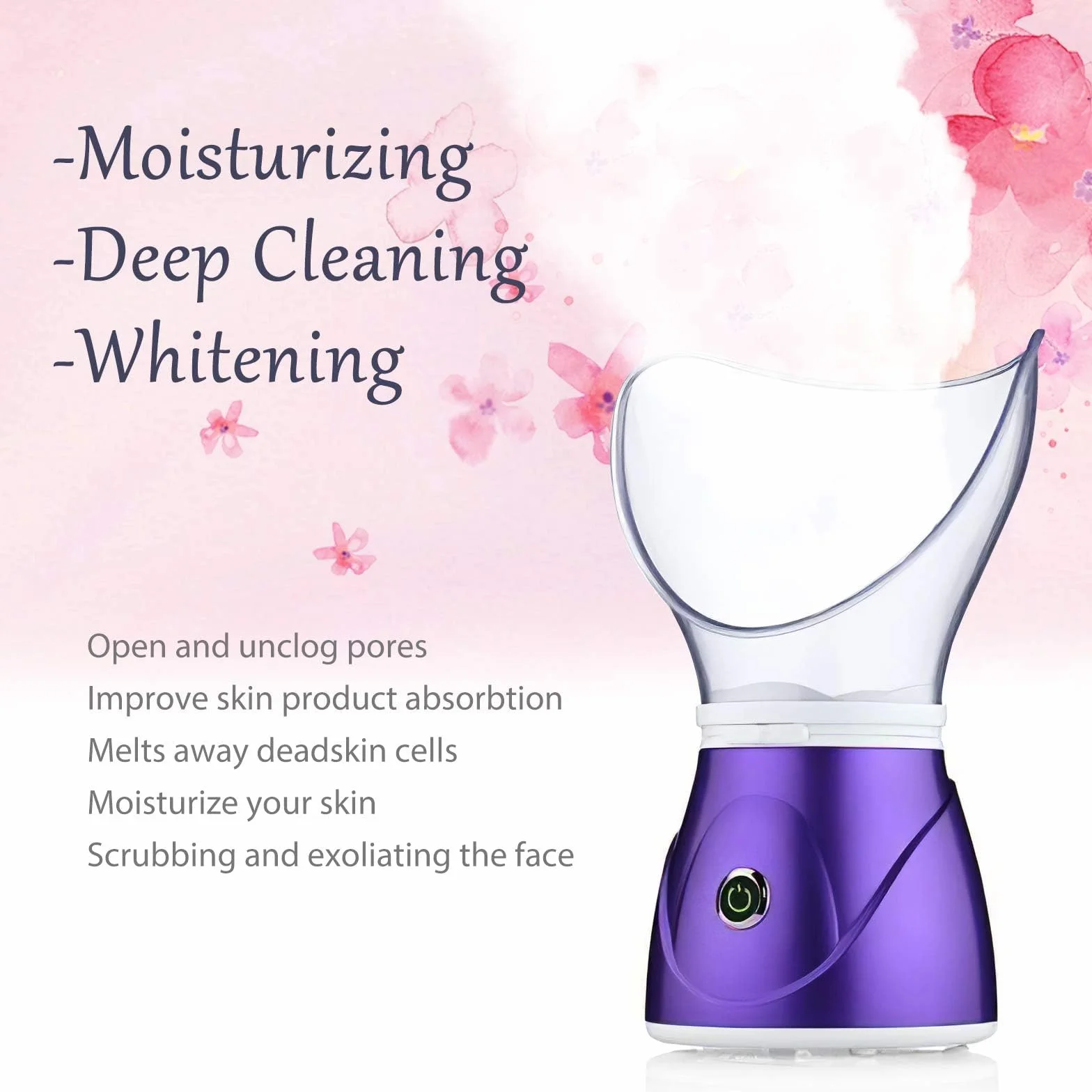 Apstour FS 60 Purple Sauna facial, vaporisateur facial pour les soins cosmétiques du visage, ouvre les pores et hydrate, vapeur bienfaisante, convient aussi pour l'aromathérapie et l'inhalation