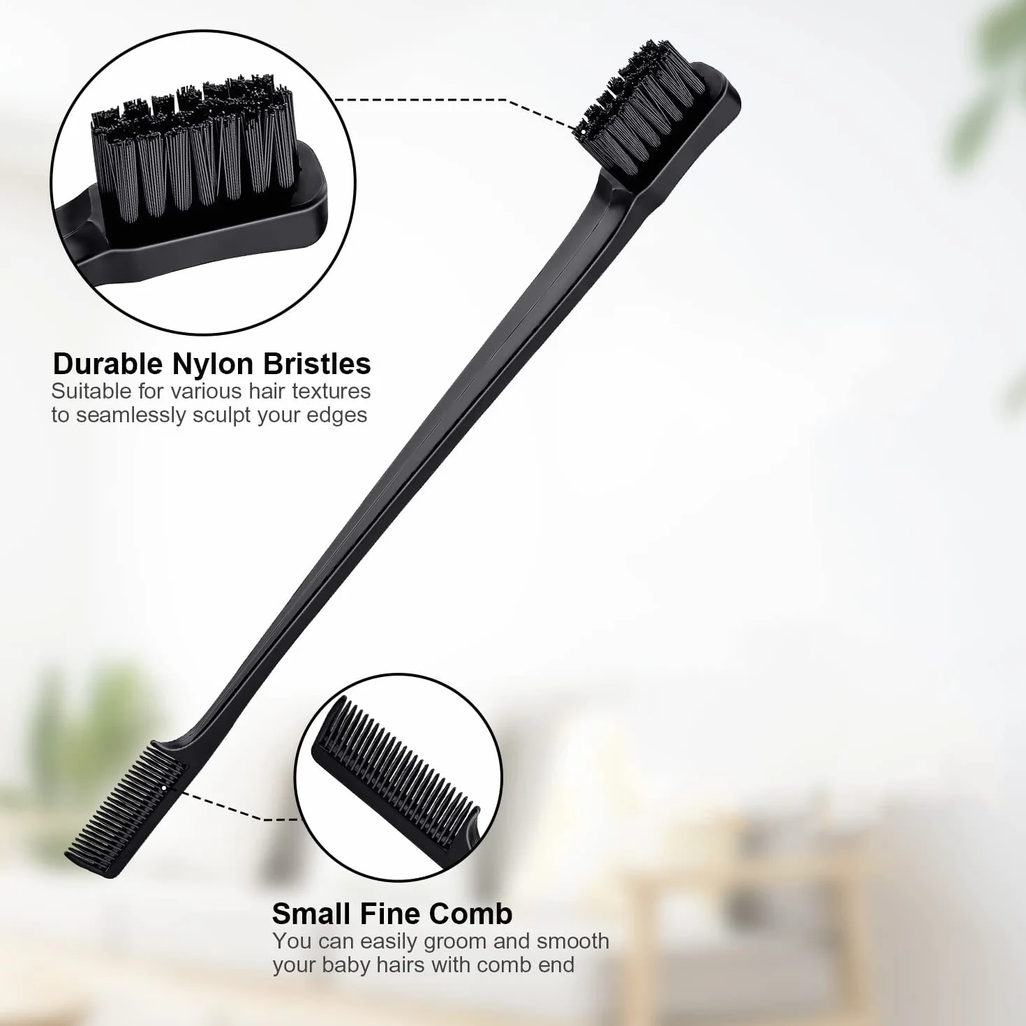 Peigne Baby Hair 3 Pièces Brosse Lissante pour Cheveux Noir