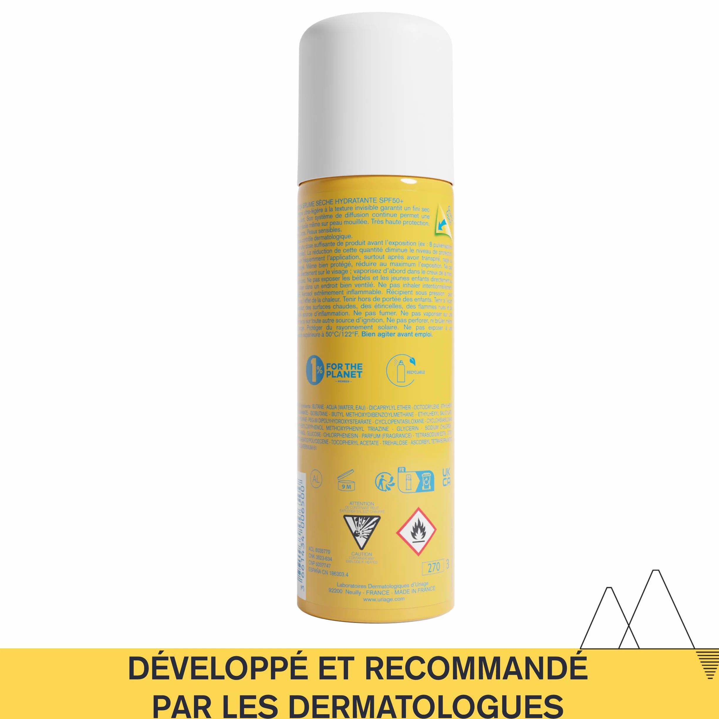 Uriage Bariesun Brume Solaire Sèche Hydratante SPF50+ - Haute Protection UVA/UVB & Lumière Bleue - Spray Corps Facile à Appliquer - Résistant à l'Eau - Effet Léger, Frais - Peaux Sensibles - 200ml