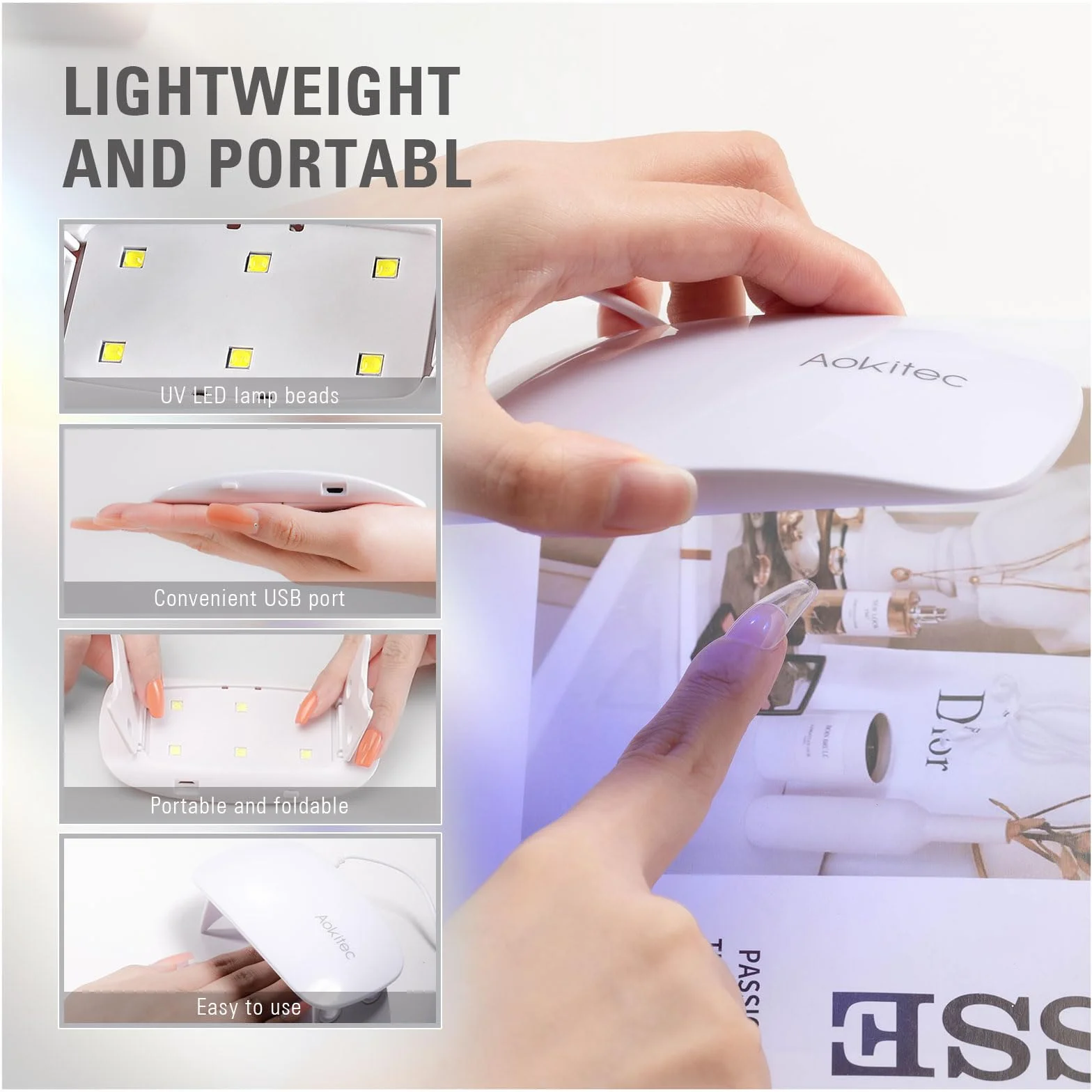 Aokitec Polygel Kit 6 Couleurs UV LED Vernis à Ongles Gel Extension
