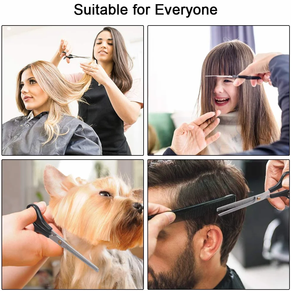 Ciseaux de Coiffure Professionnels en Acier Inoxydable, Ciseaux Amincissants Désépaissir avec Peigne (17.2cm)