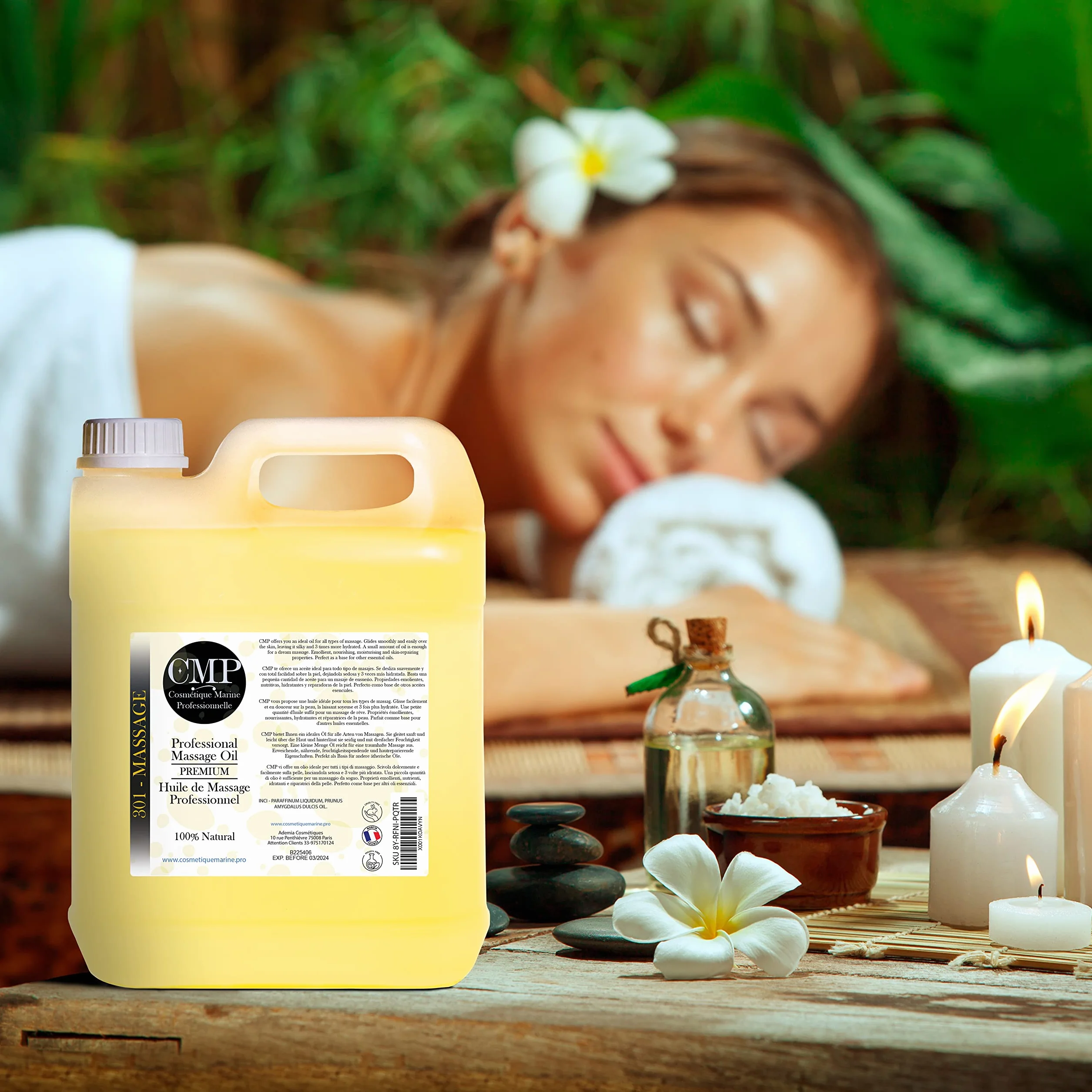 Huile de Massage Professionnelle 1000 ml avec Distributeur