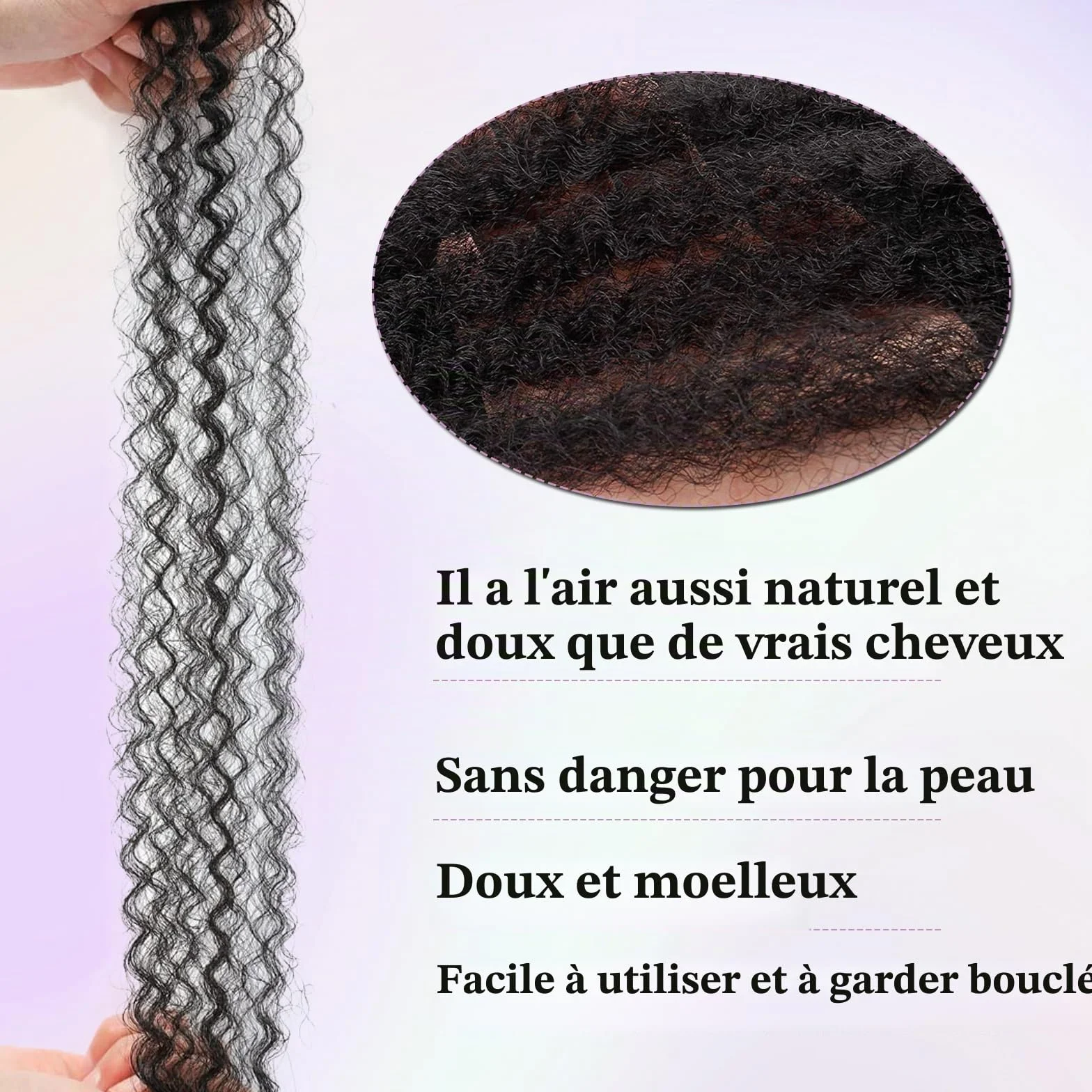 Tresses en crochet style Marley Twist pour cheveux afro, frisés, bouclés, cubains, tresses sénégalaises synthétiques, extensions de cheveux en crochet pour femmes (1b, 40,6 cm/lot de 3)