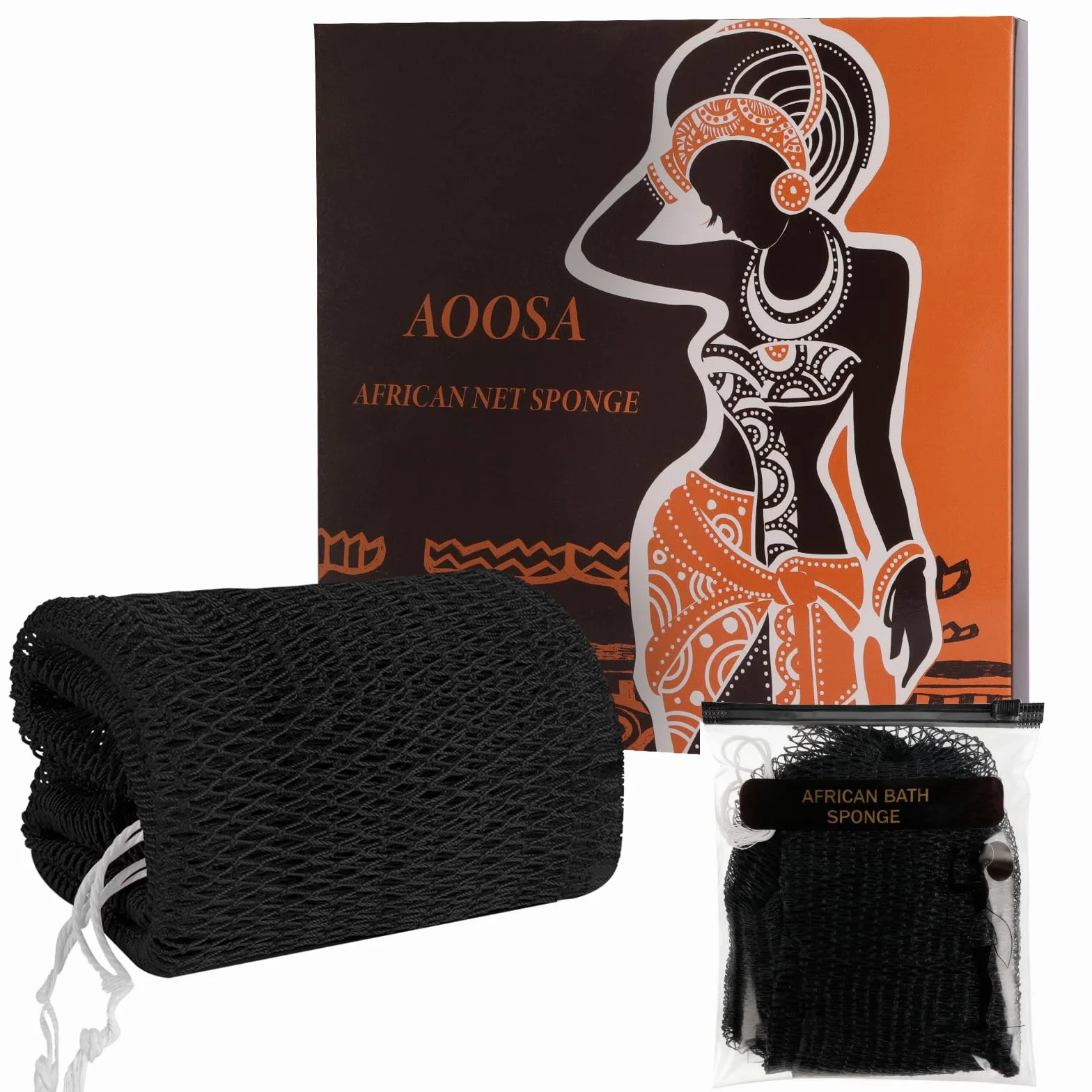 Filet de Douche Africain Éponge à Séchage Rapide Exfoliante pour Hommes Femmes Noir