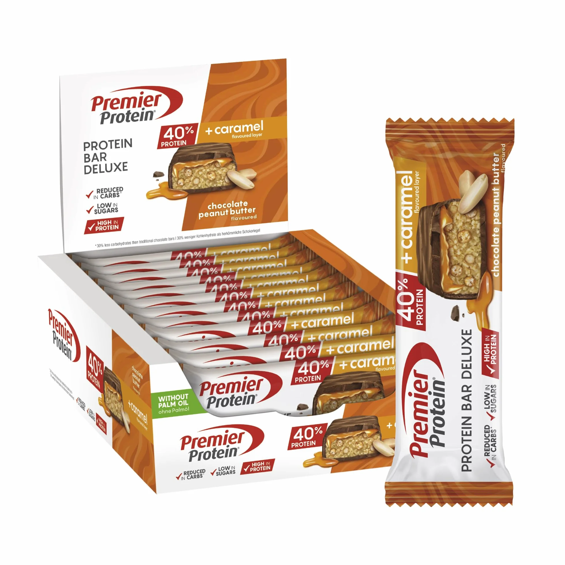 Premier Protein Bar Deluxe Chocolate Peanut Butter 12x50g High Protein Low Sugar