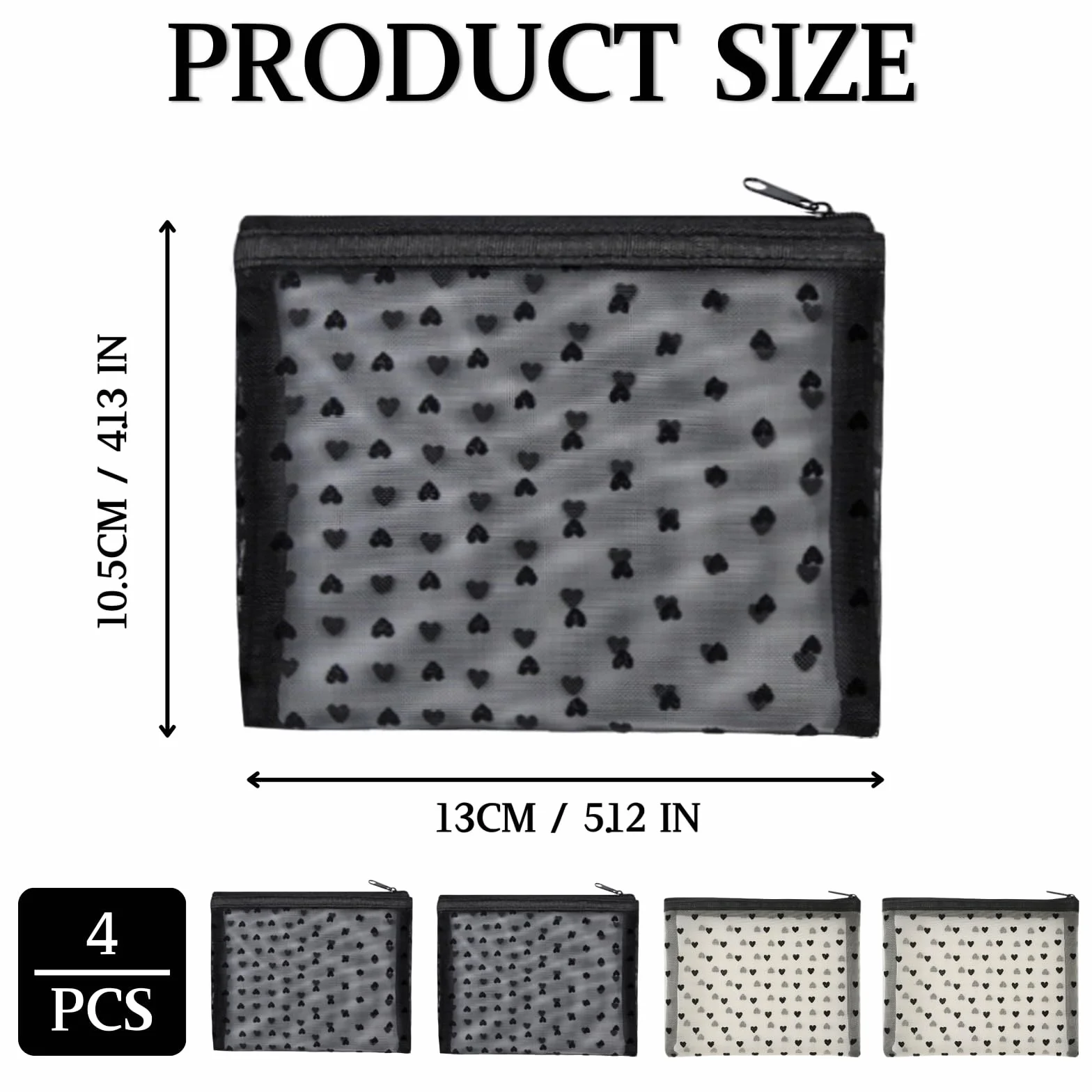 Petit Trousse de Toilette Imperméable Noir & Beige Mini Pochette Maquillage Voyage