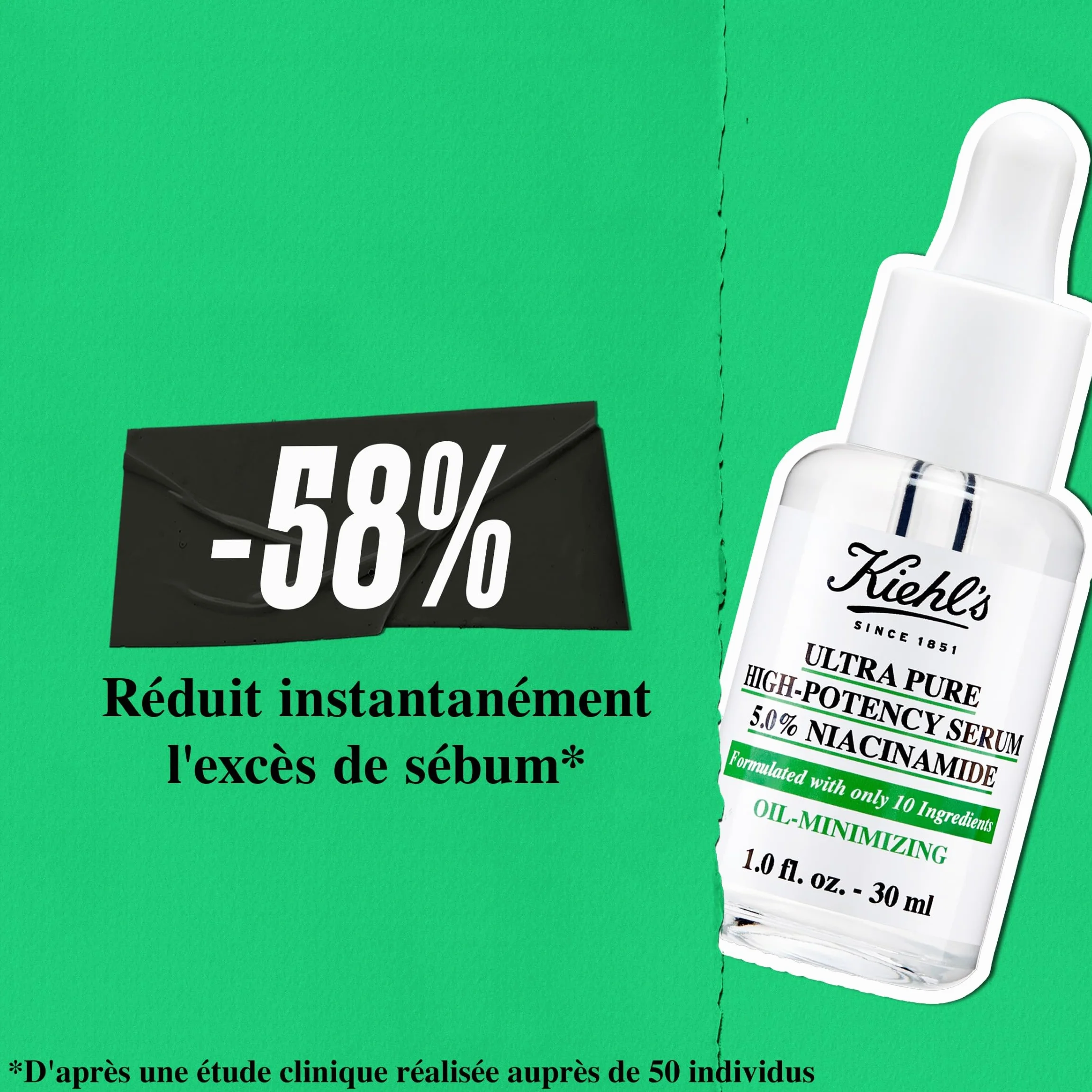 Kiehl's Ultra Pure High-Potency Sérum 5,0% Niacinamide Visage Concentré Peaux Grasses 30 ml