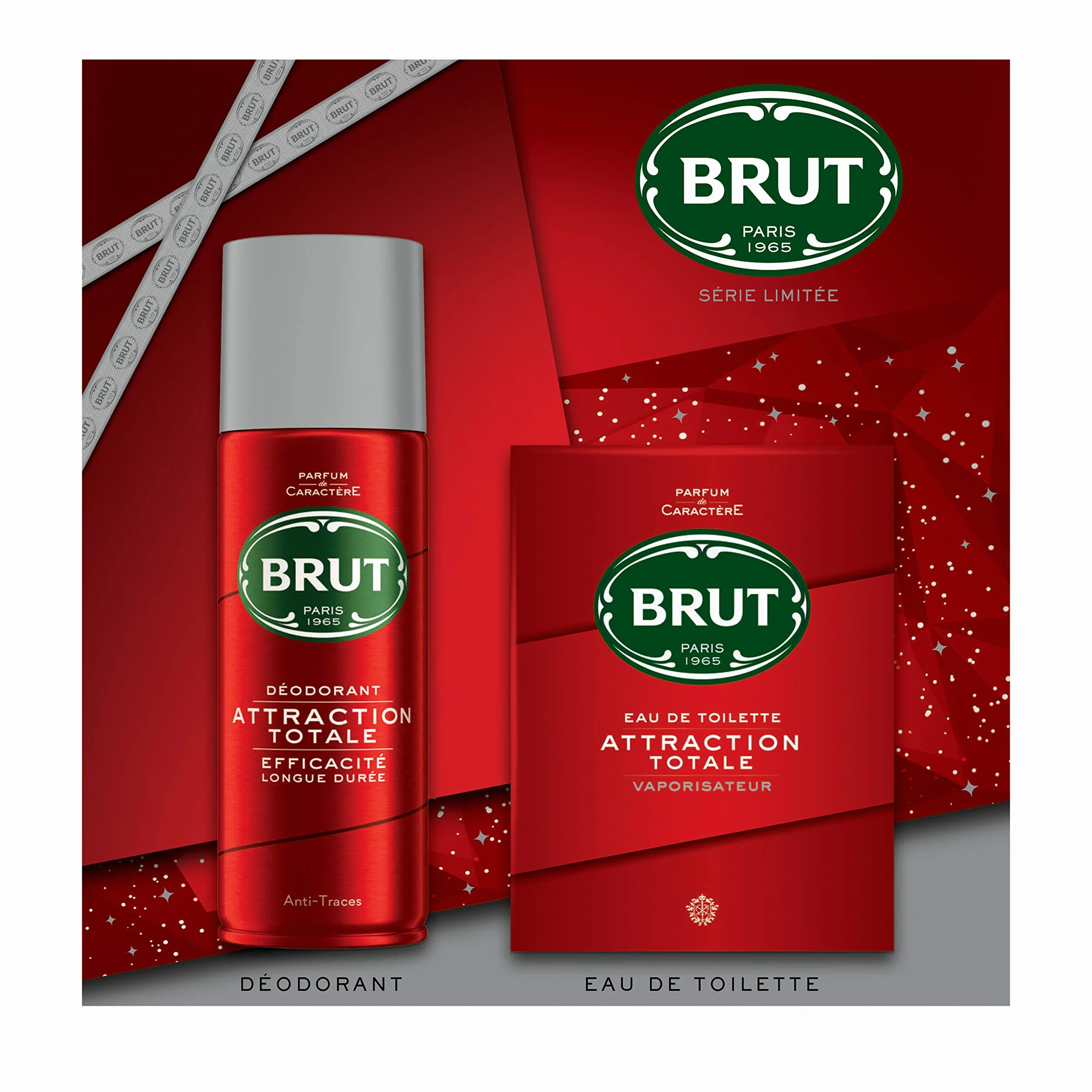 Brut Coffret Cadeau Homme Attraction Totale avec Eau de Toilette Attraction Totale 100ml et Déodorant 200ml, Parfum boisé et raffiné, Idée cadeau à offrir x1