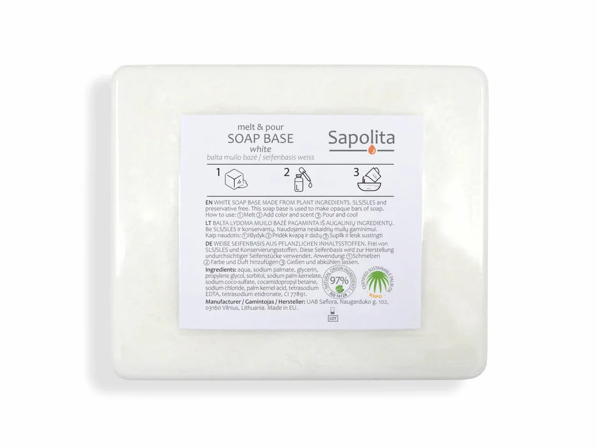 Base de savon à la glycérine 1 kg, blanc sans SLS/SLES