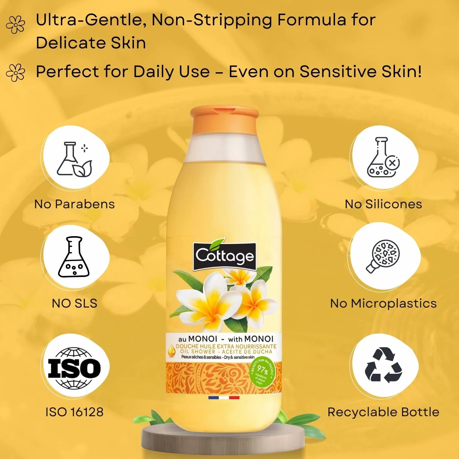 Douche Huile Extra Nourrissante au Monoï Peaux Sèches et Sensibles 560ml