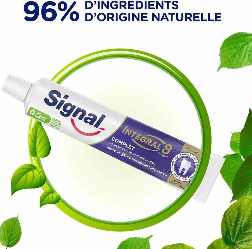 SIGNAL Dentifrice Integral 8 Complet Effet Prébiotique Protection Complète lot de 4x75ml