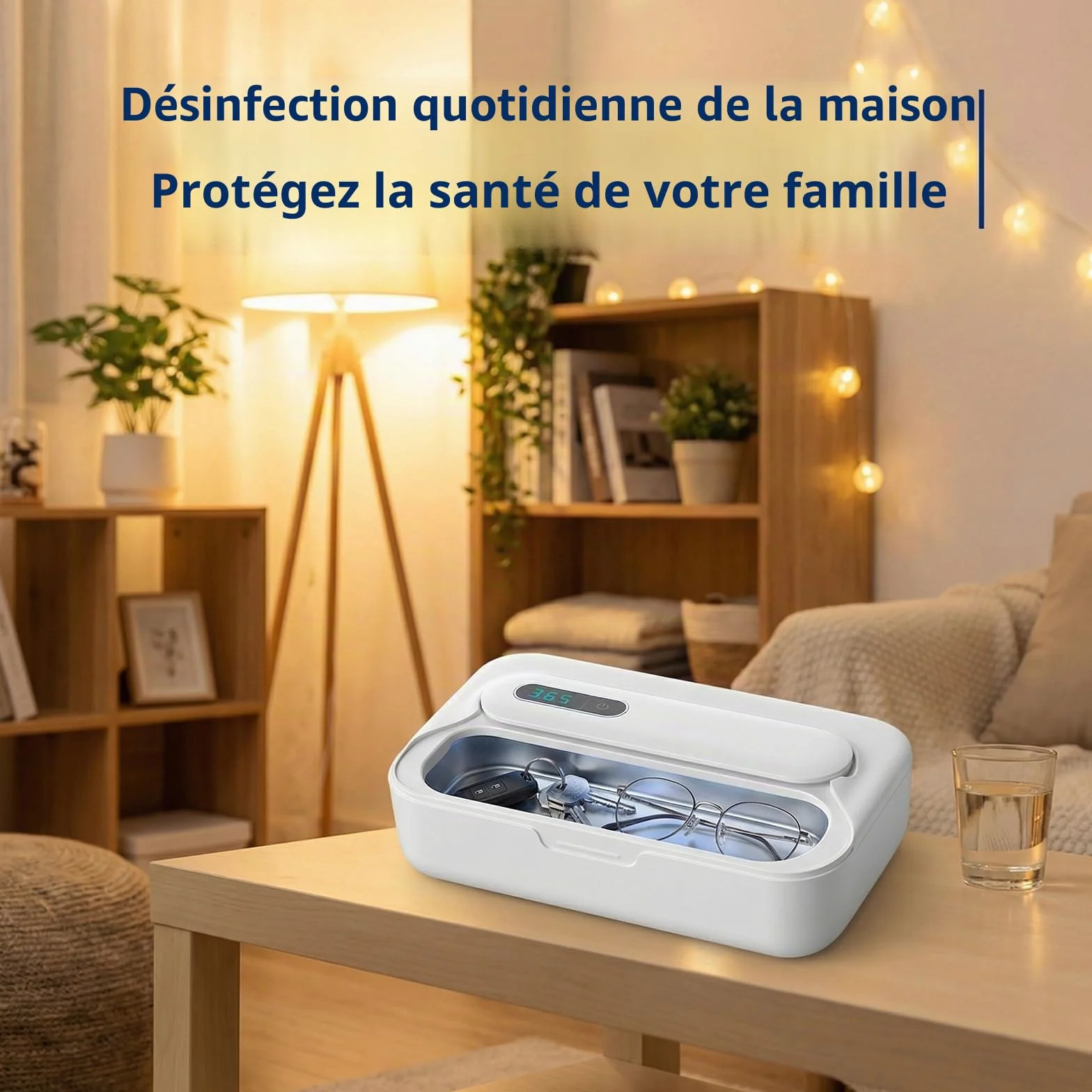 Boîte de désinfection UV : stérilisateur d'outils pour ongles avec affichage numérique, amovible pour l'utilisation Centre de désinfection UV pour téléphone portable, masques, lunettes, clés