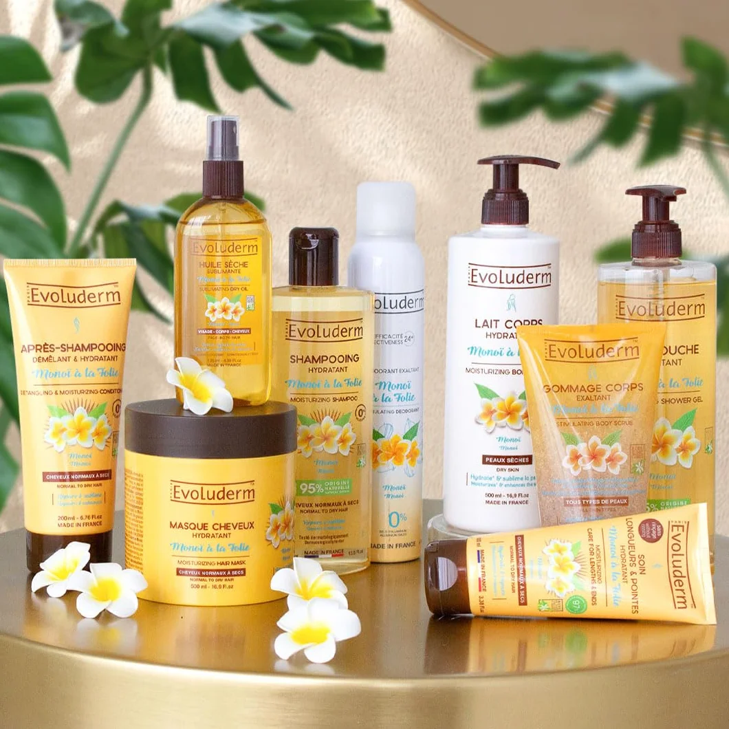 EVOLUDERM Routine Hydratante 9 produits Corps & Cheveux + Gant Exfoliant Offert Monoï à la Folie