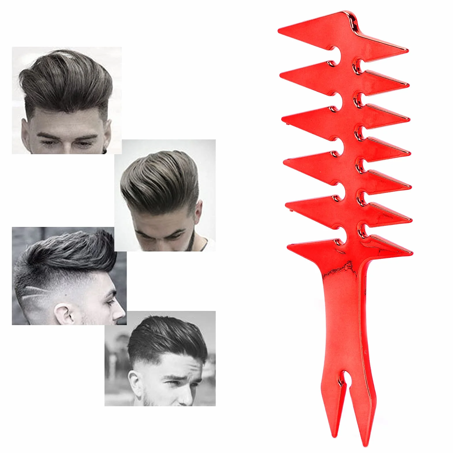 Peigne de Cheveux à Dents Larges Double Face 20 cm Rouge Plastique Rétro