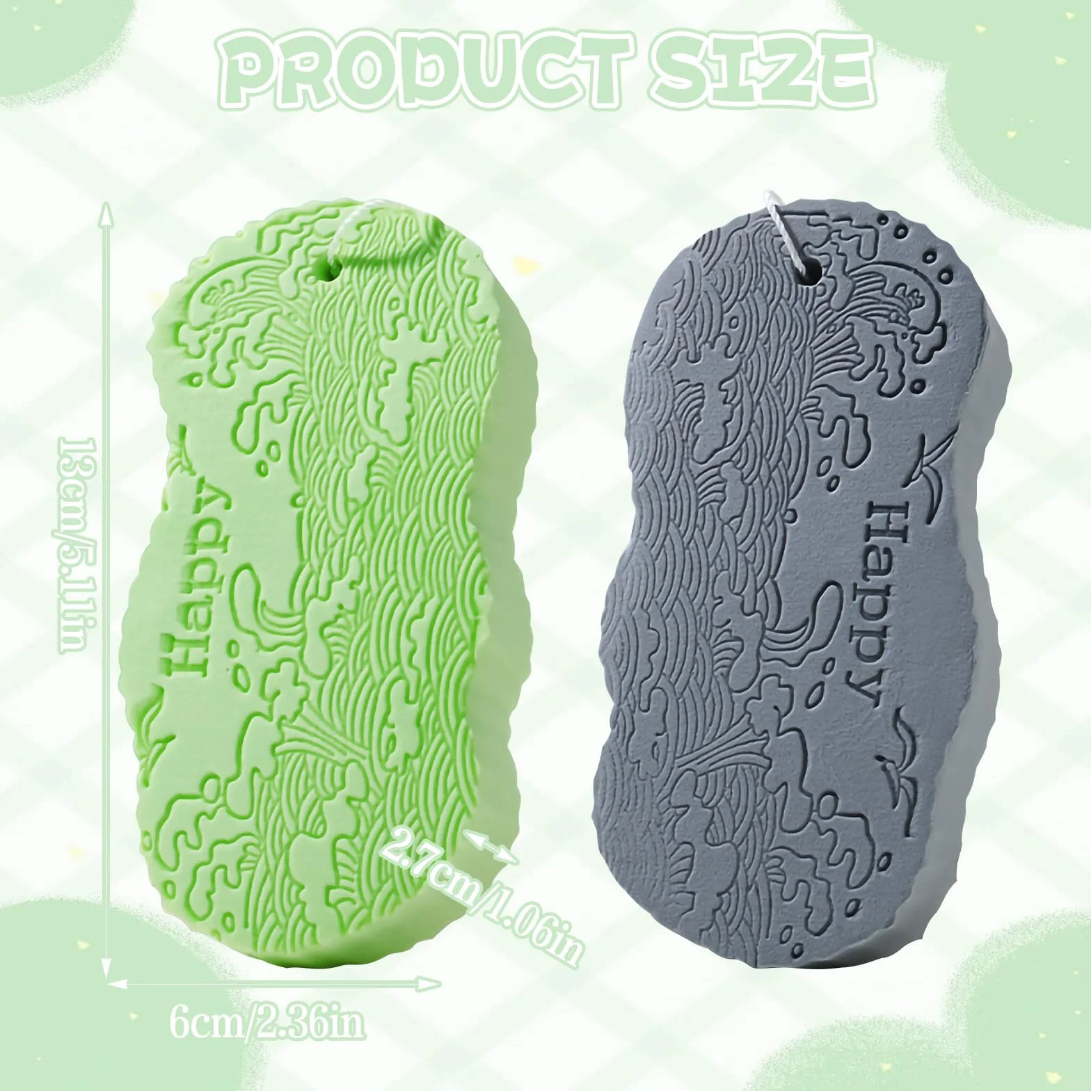 Éponge Exfoliante Corps, Lot de 2 Éponges Douche Naturelles, Super Douces